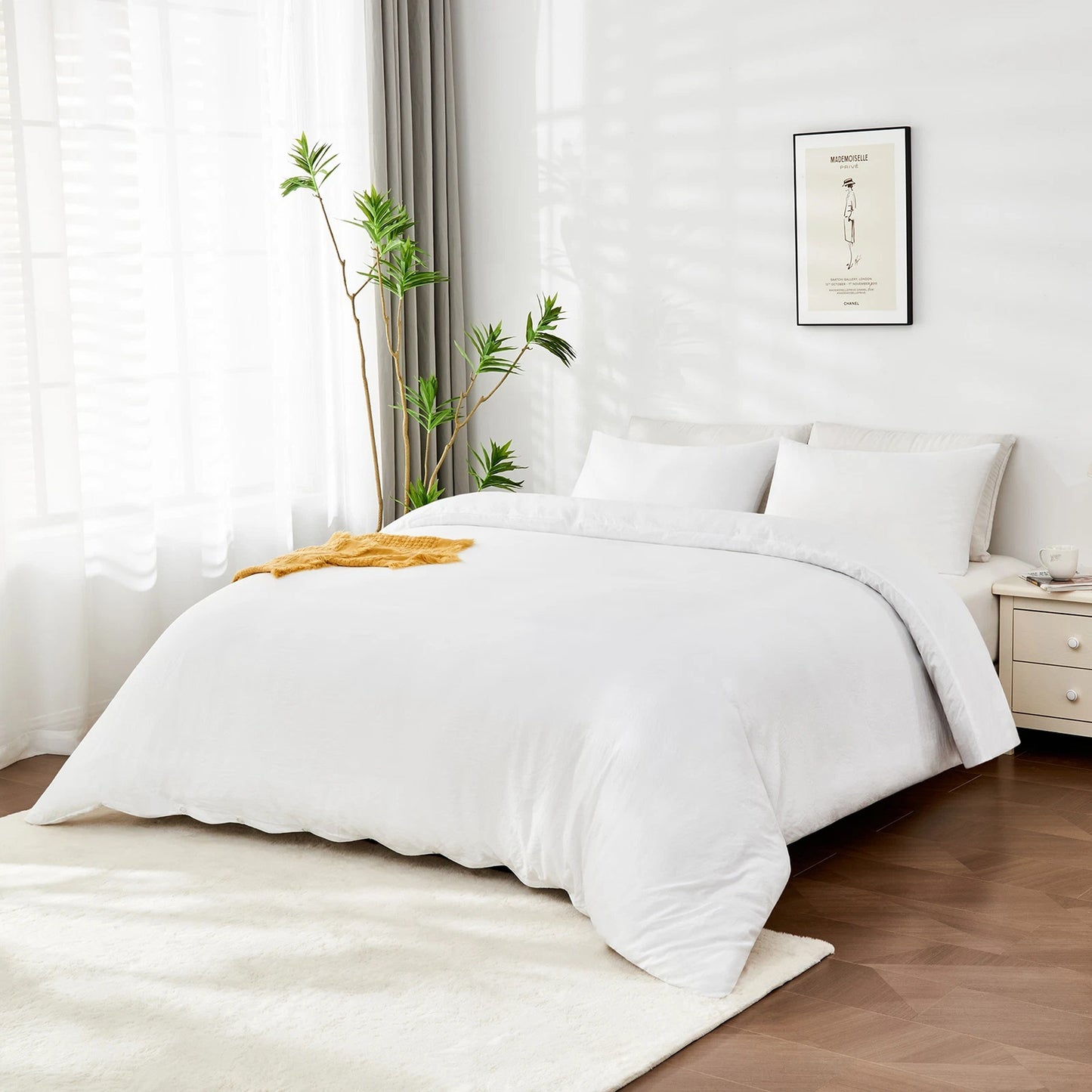 White 2000 Thread Count Quilt Cover Set Soft Luxury Bedding