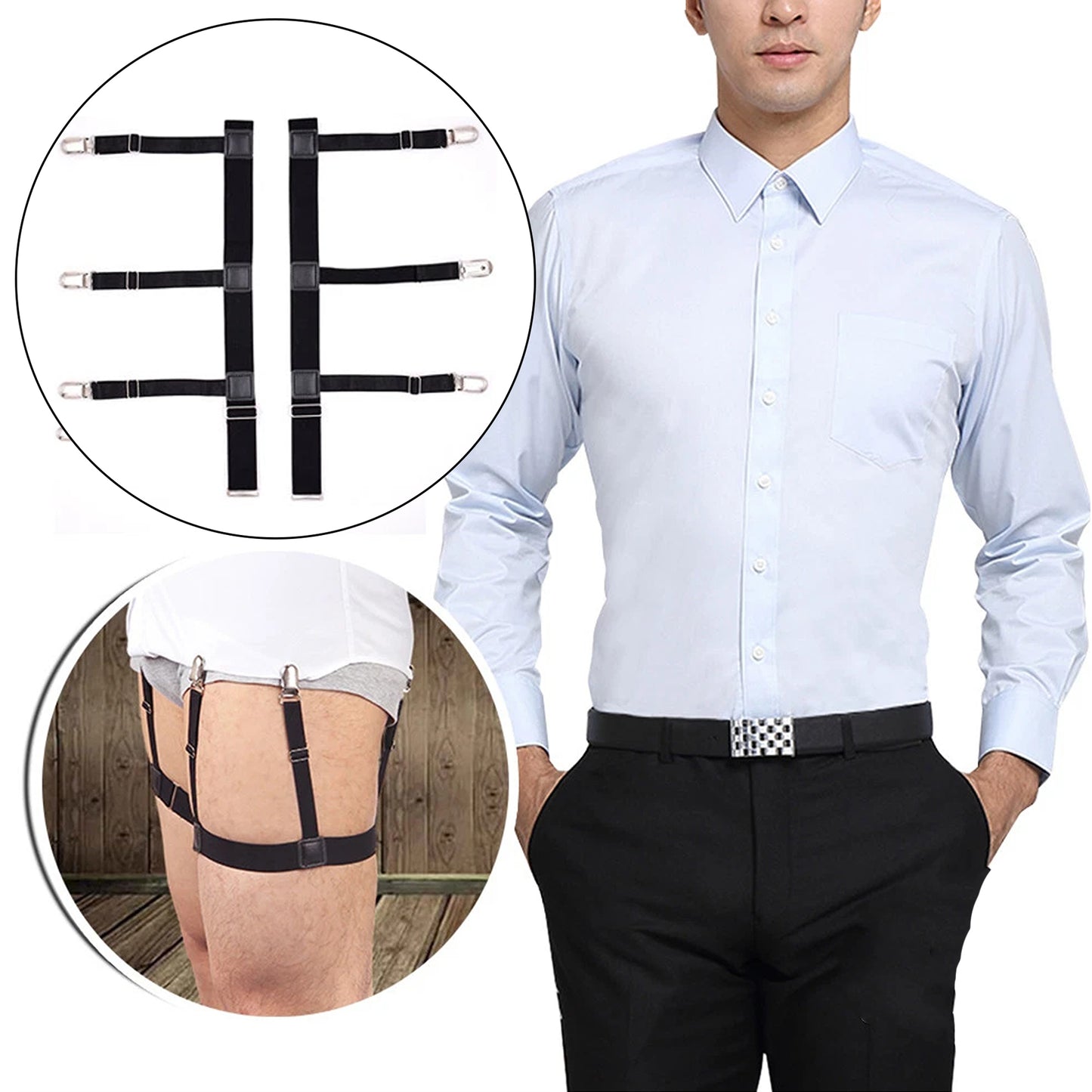 Shirt Holder Garters for Men Uniform Suspenders 2pcs