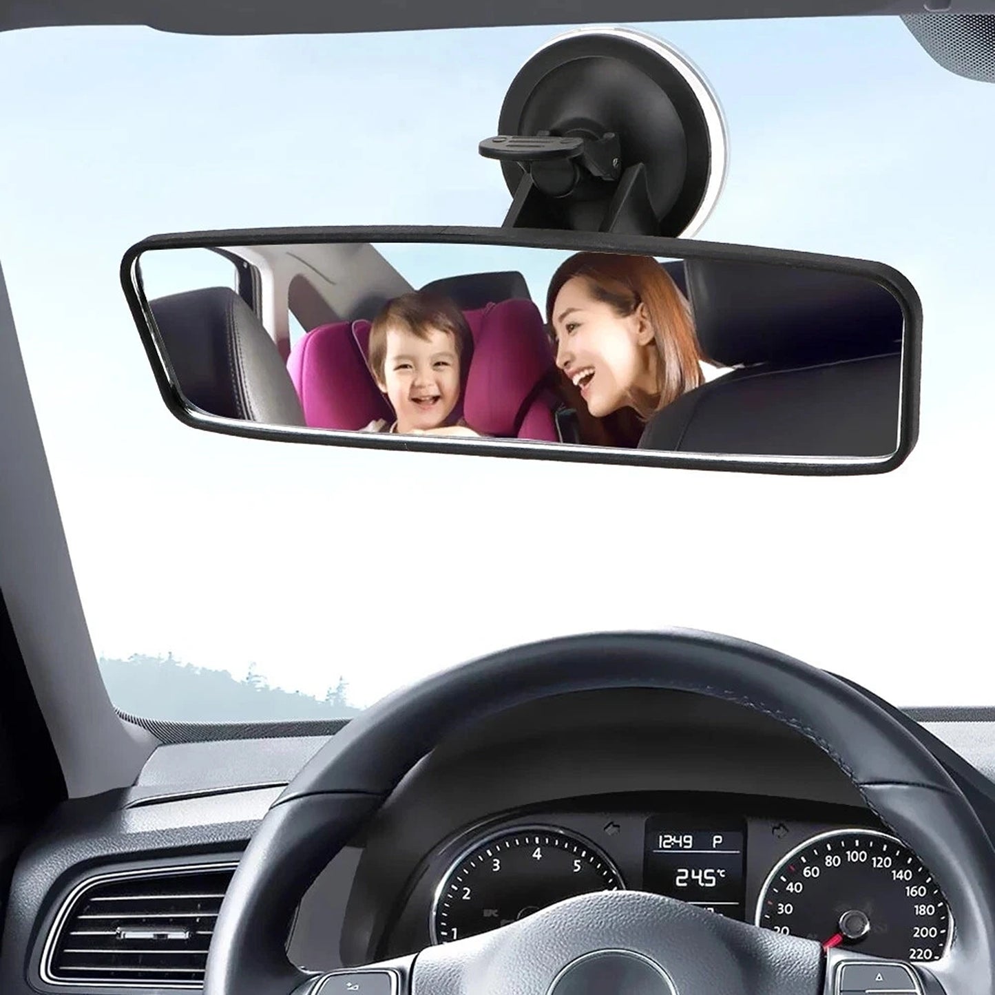 Universal Car Rear View Mirror with Suction Mount