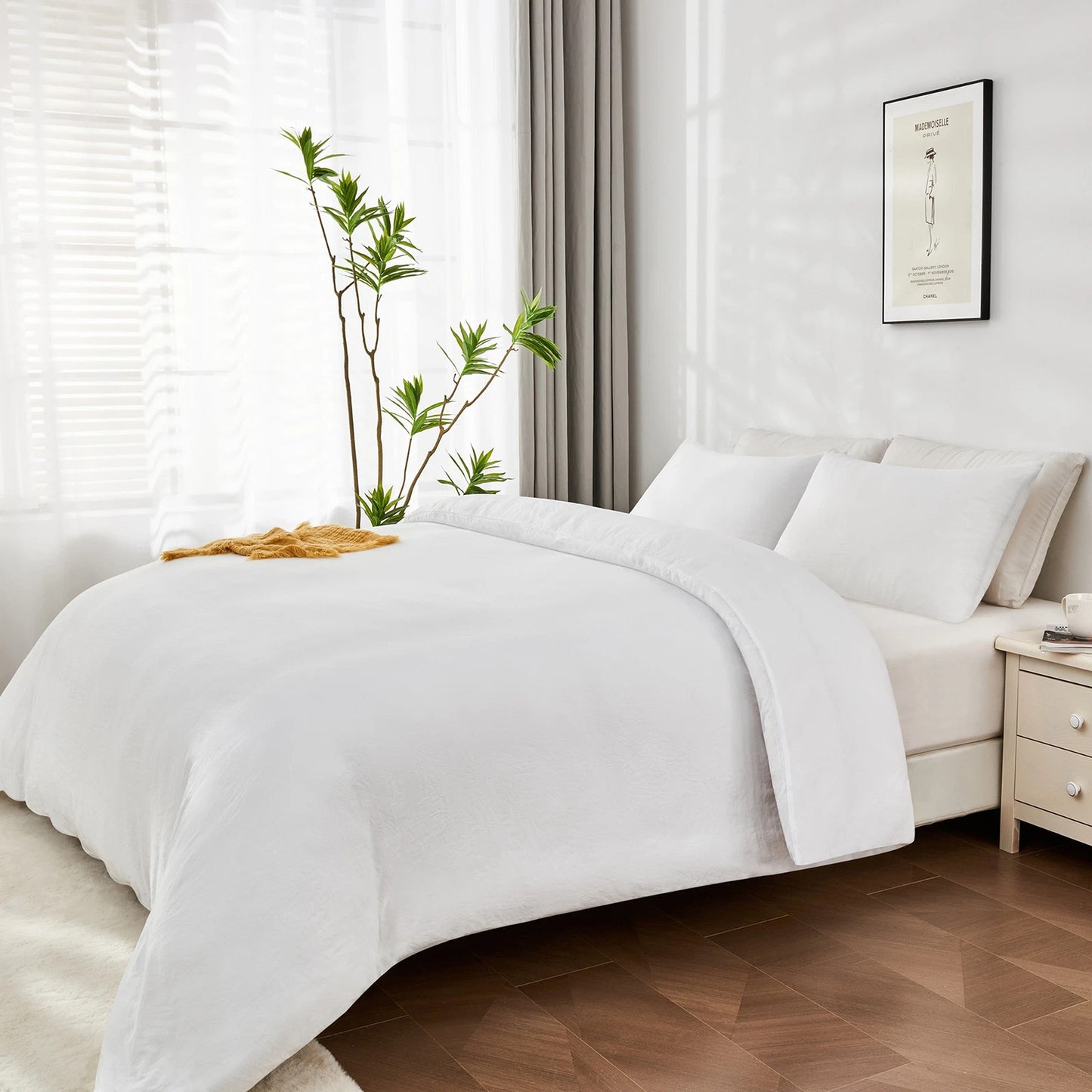 White 2000 Thread Count Quilt Cover Set Soft Luxury Bedding