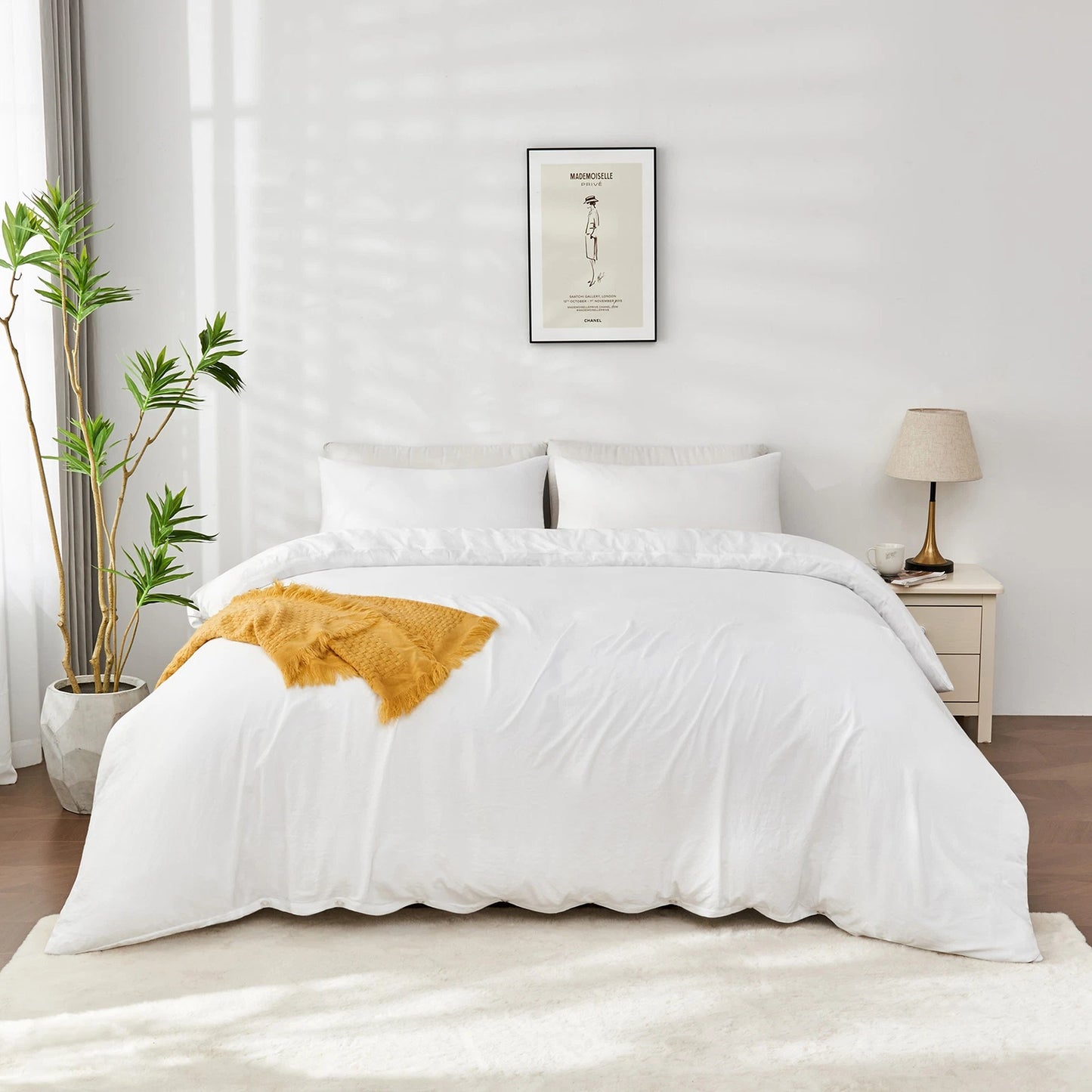 White 2000 Thread Count Quilt Cover Set Soft Luxury Bedding