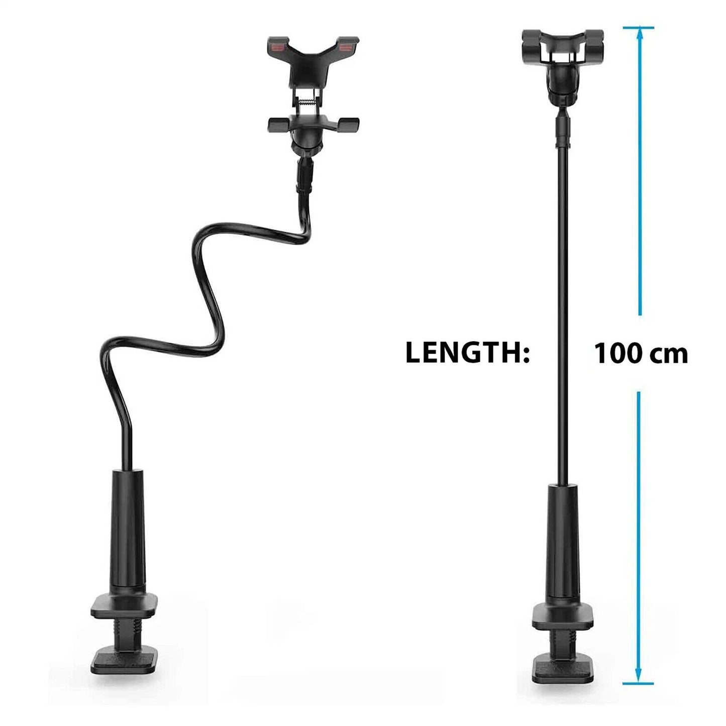 Flexible Mobile Phone Holder with Clip Mount for Bed and Desk