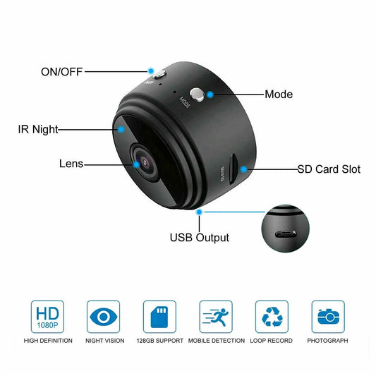 Mini Wifi HD Security Camera 1080P Wireless Night Vision Monito
