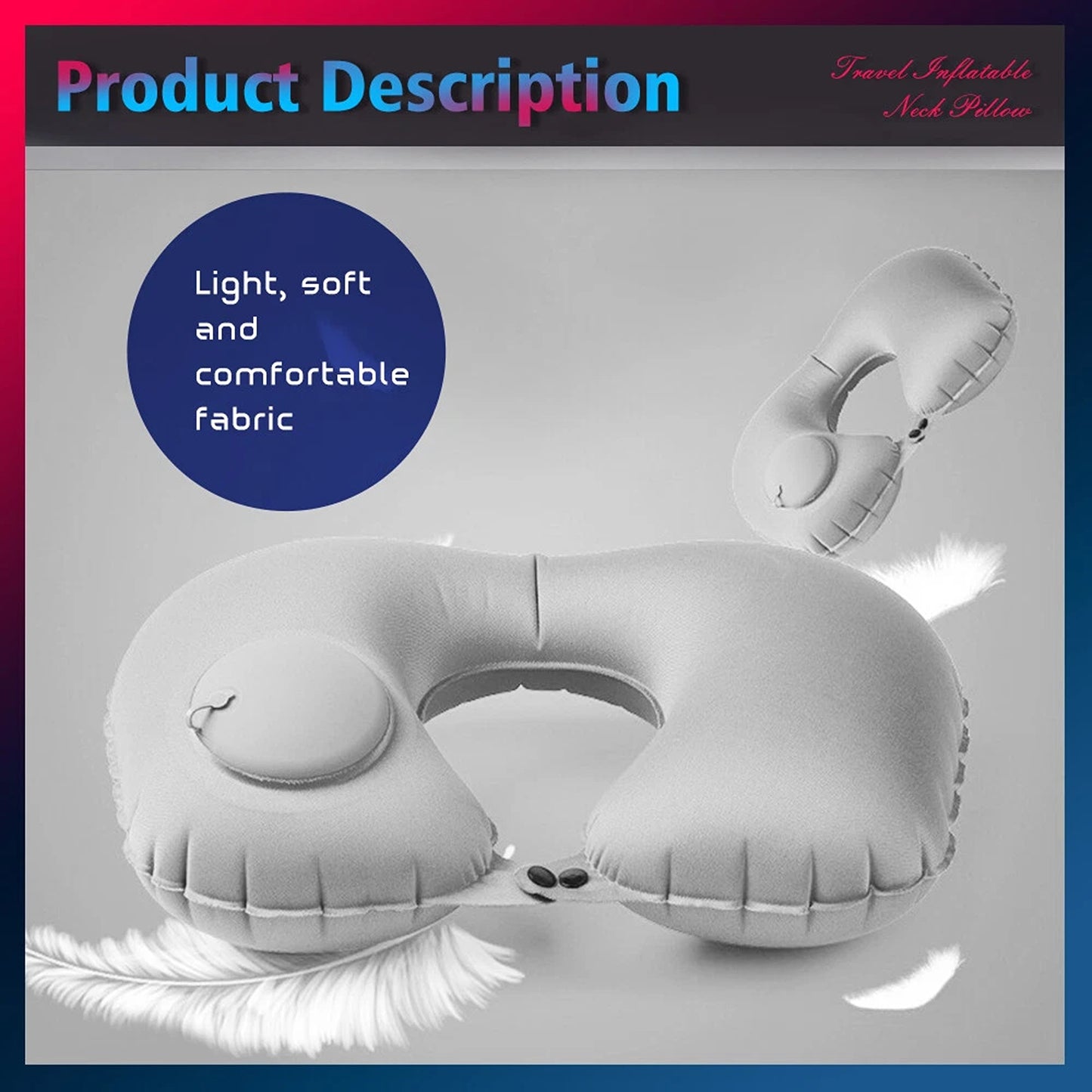 Portable Inflatable Travel Pillow U Shaped Neck and Head Cushion