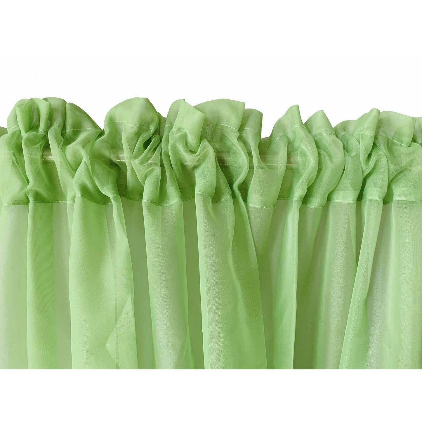 Lime Green 2 Panel Sheer Organza Voile Curtains Rod Pocket Window Drape 140x213cm