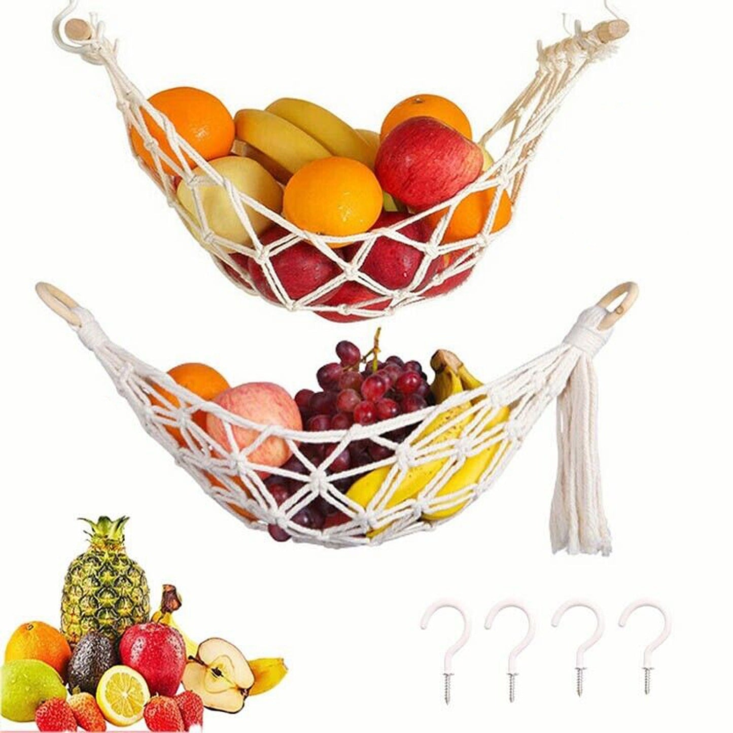 Hanging Basket 2 Styles Fruit Hammock Storage