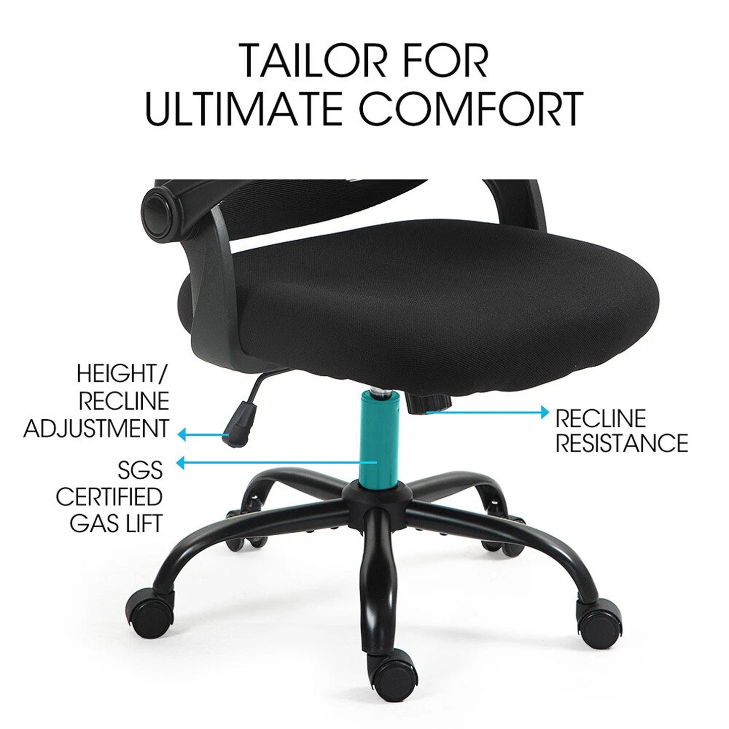 Ergonomic Office Desk Chair Mesh Comfortable Computer Study Chair Black
