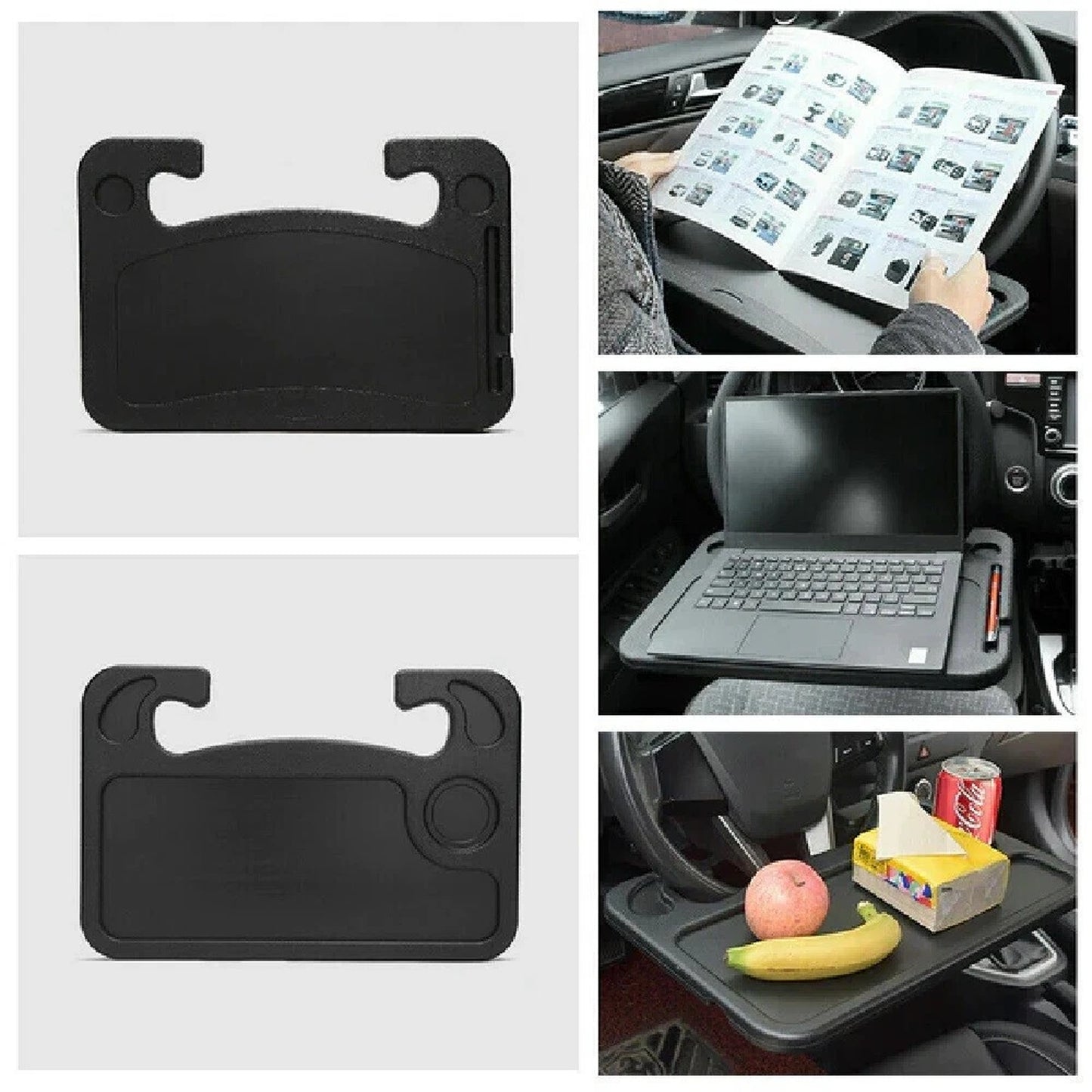 Portable Steering Wheel Tray for Car Laptop Eating and Drinking