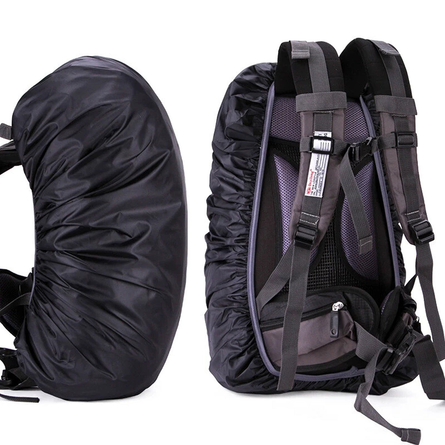 Lightweight Foldable Travel Backpack with Rain Cover for Outdoor Use - Black