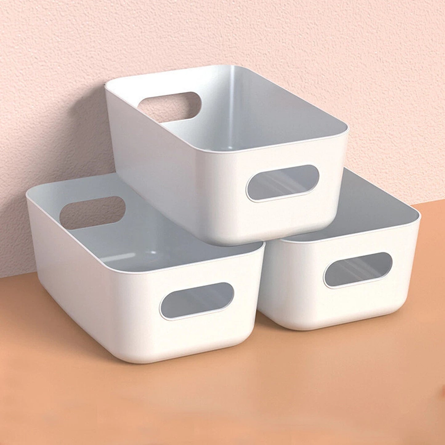 Plastic Storage Basket with Carry Handle for Organization