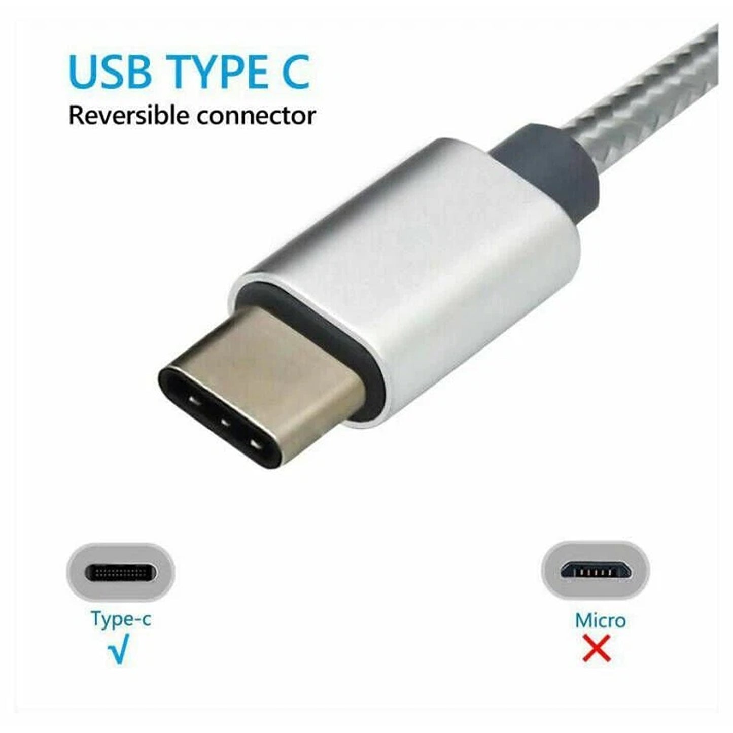 Red Braided USB Type C Data and Charging Cable For Samsung Xiaomi Huawei Oppo