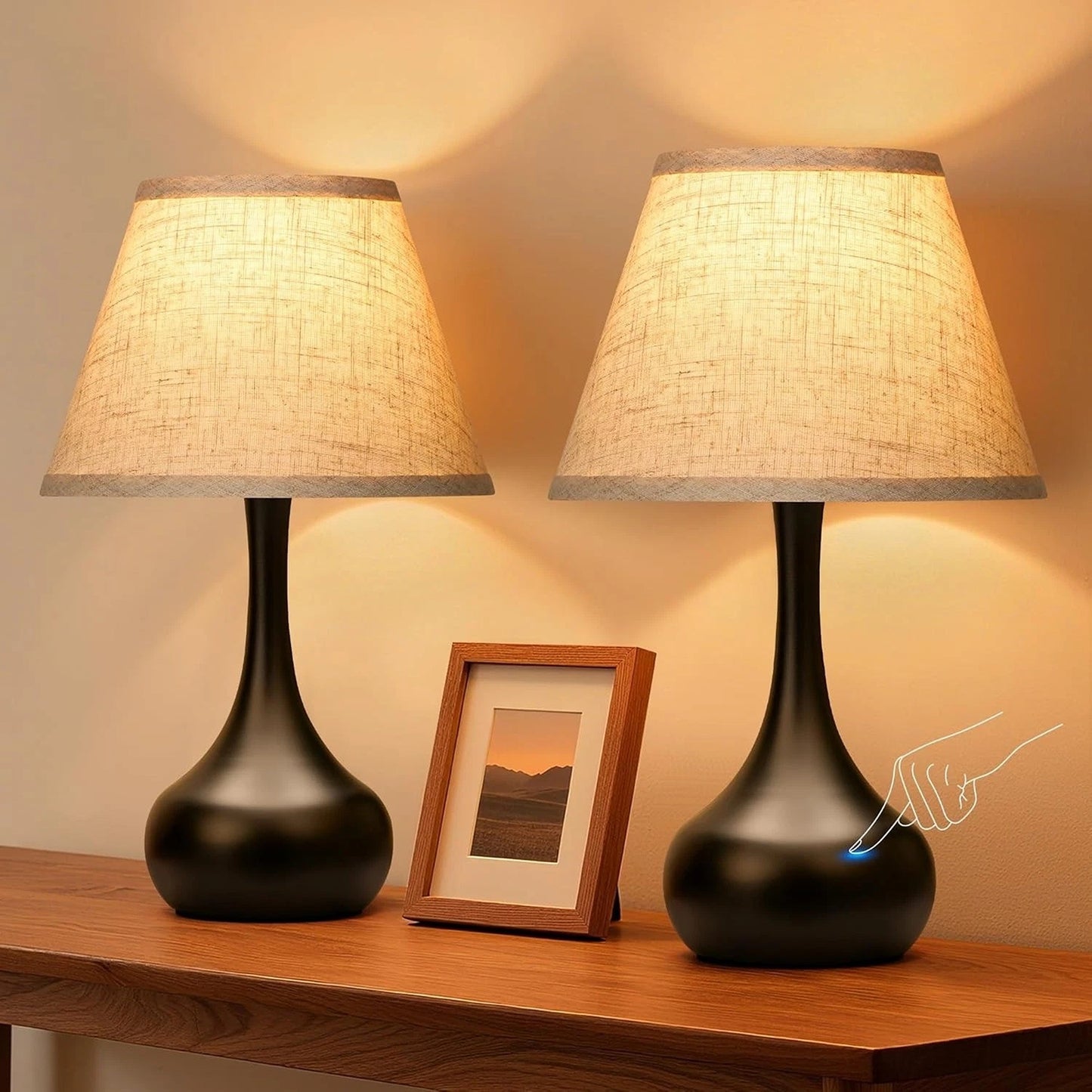 Touch Bedside Table Lamp with Three Way Dimmable Lighting