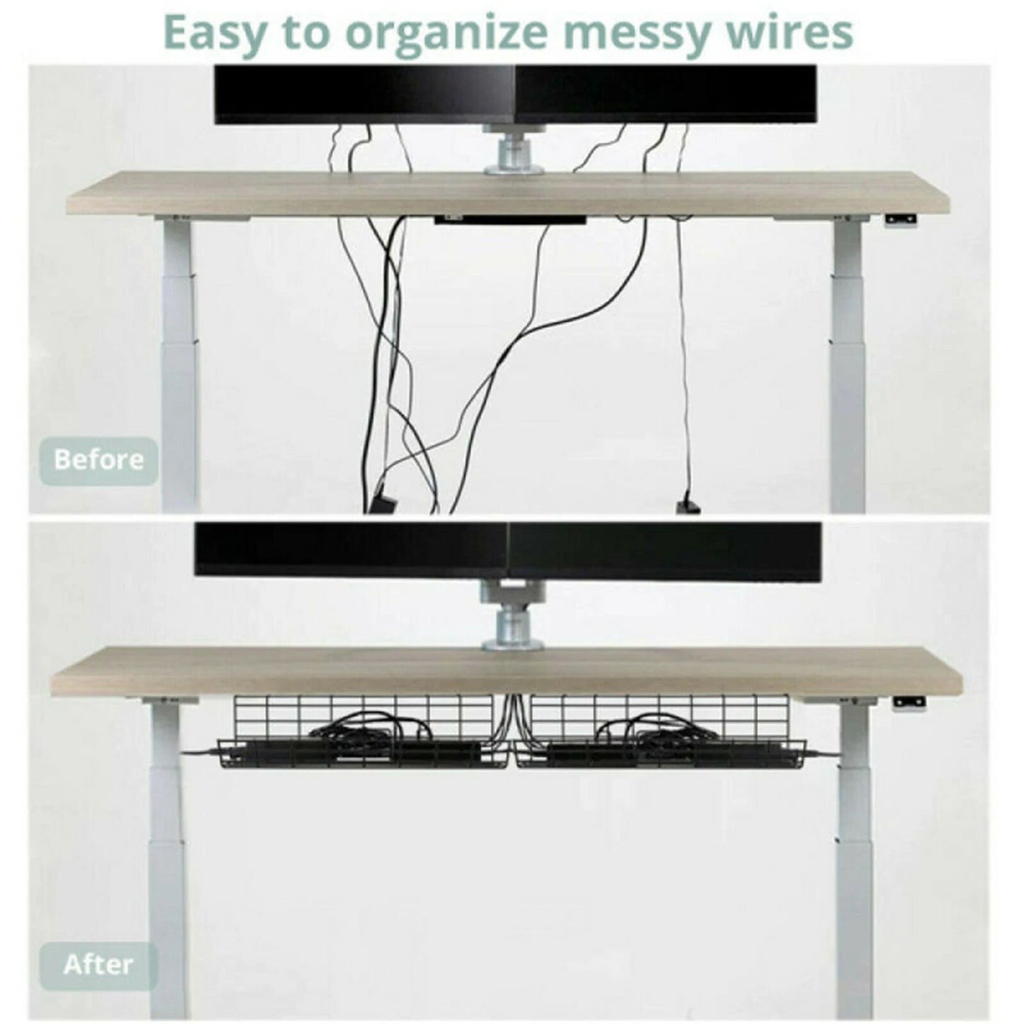 Cable Management Tray for Desk Under Desk Wire Organizer