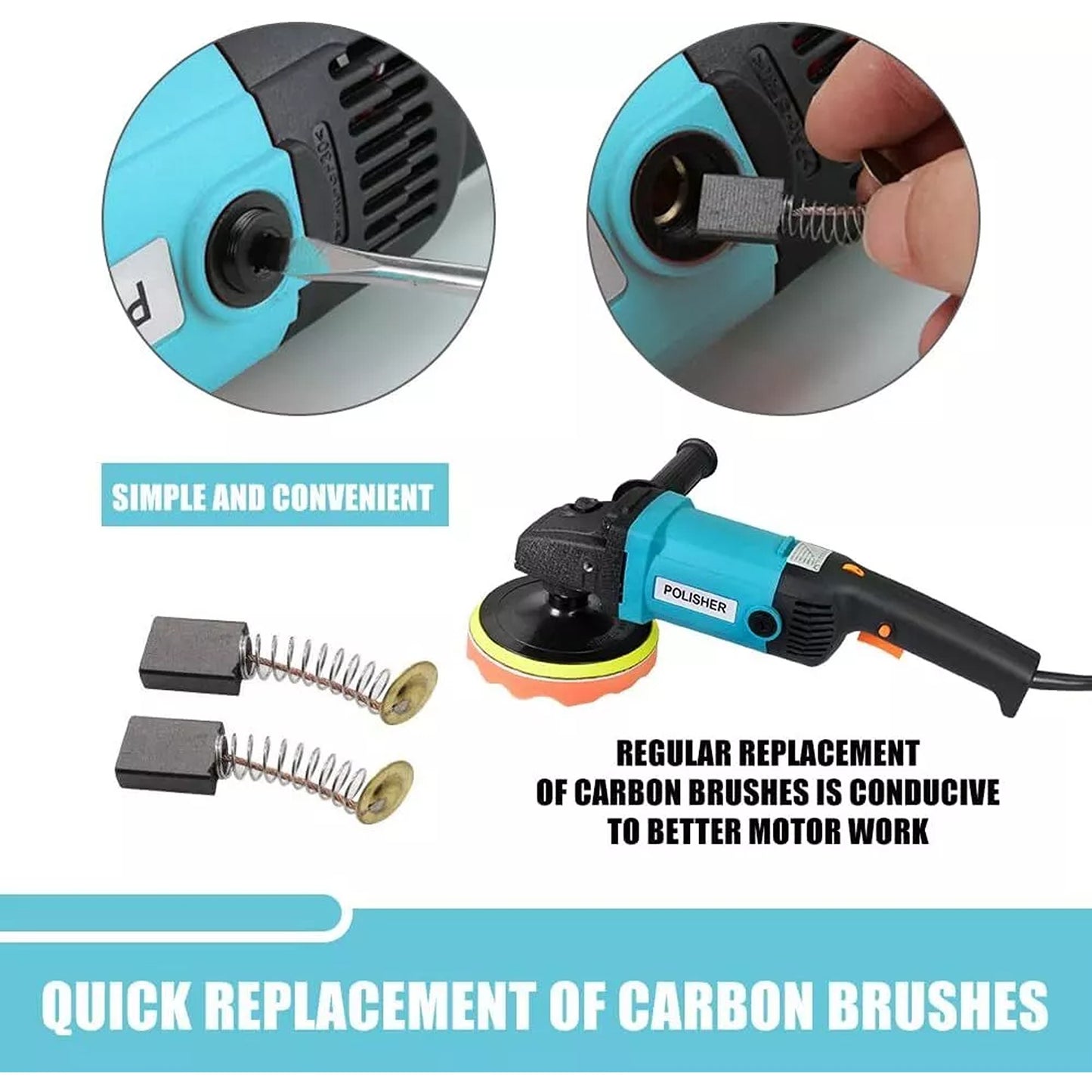 Electric Car Polisher Buffer Pad Tool Kit 6 Speed 1600W 240V 180mm 150mm