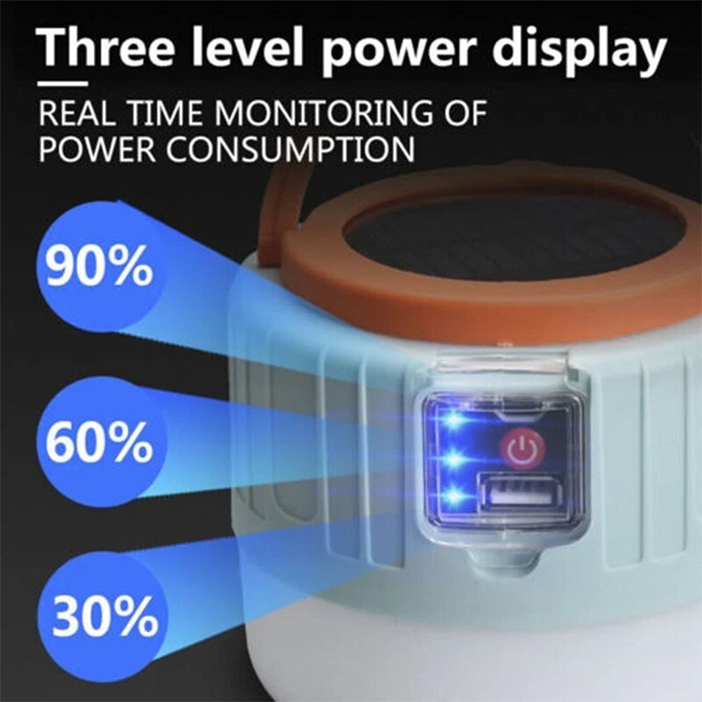 USB Rechargeable Solar LED Lantern for Camping and Outdoor