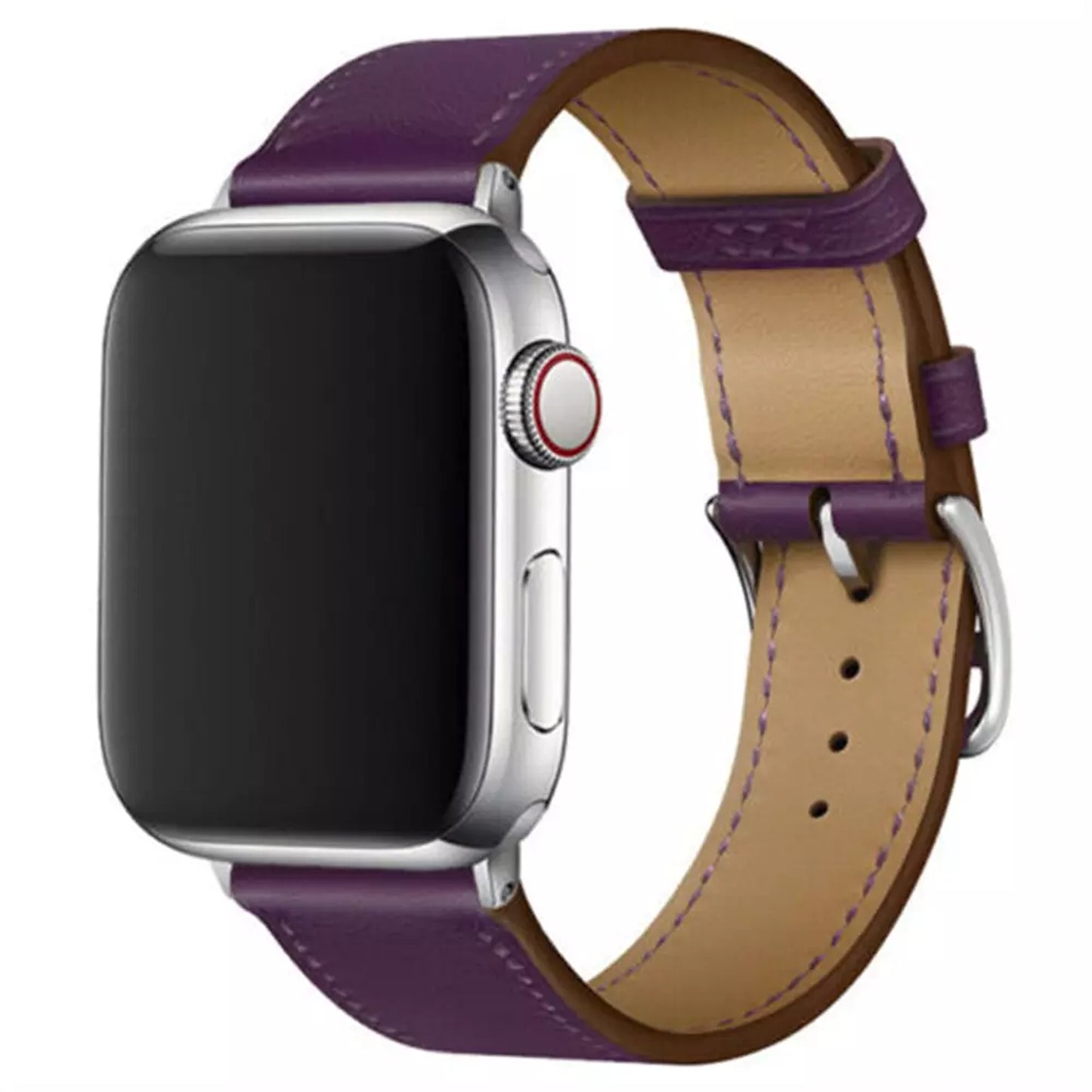 Genuine Leather Strap for Apple Watch Series 8 7 6 5 4 3 SE - Purple