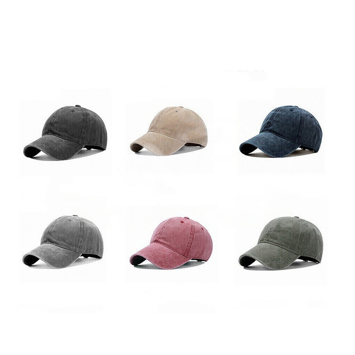 Plain Washed Baseball Cap Casual Cotton Adjustable Solid Sport Hat