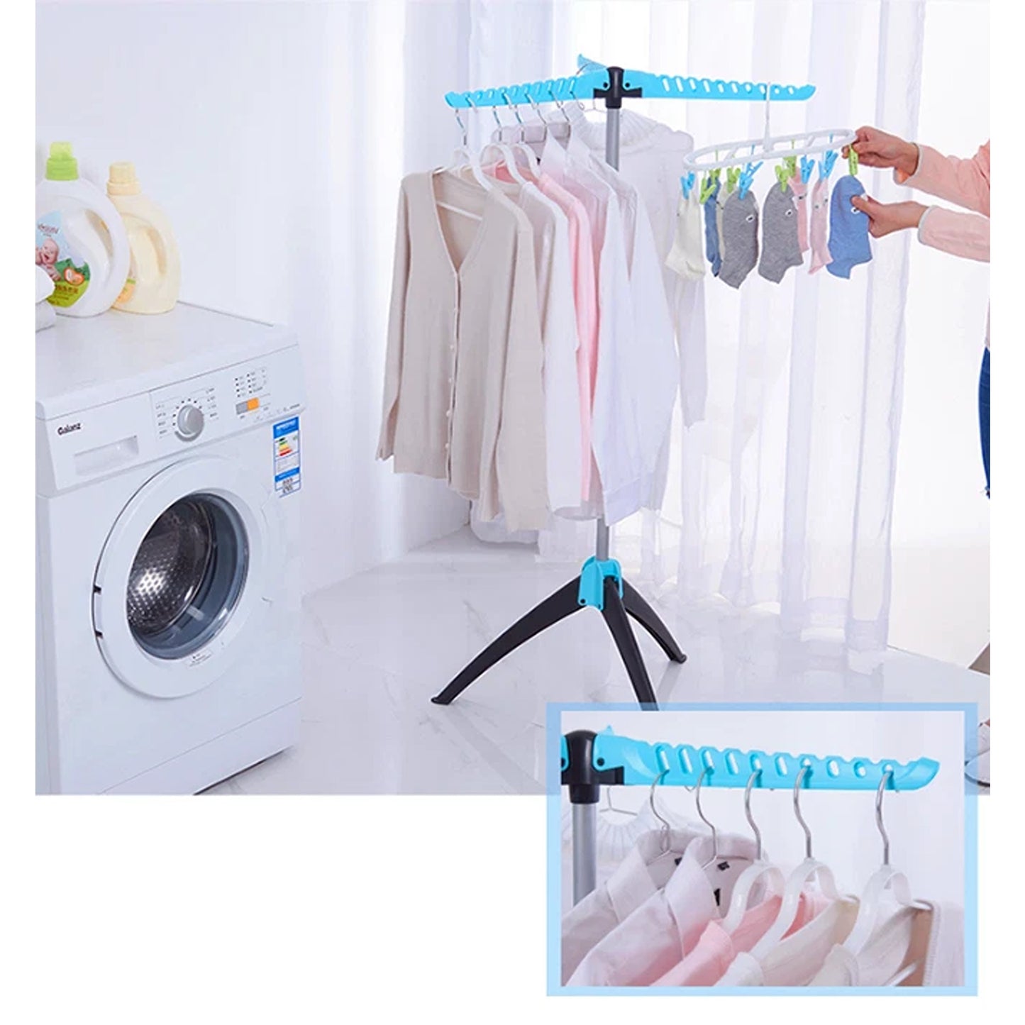 Foldable Clothes Drying Rack Collapsible Laundry Stand 135cm