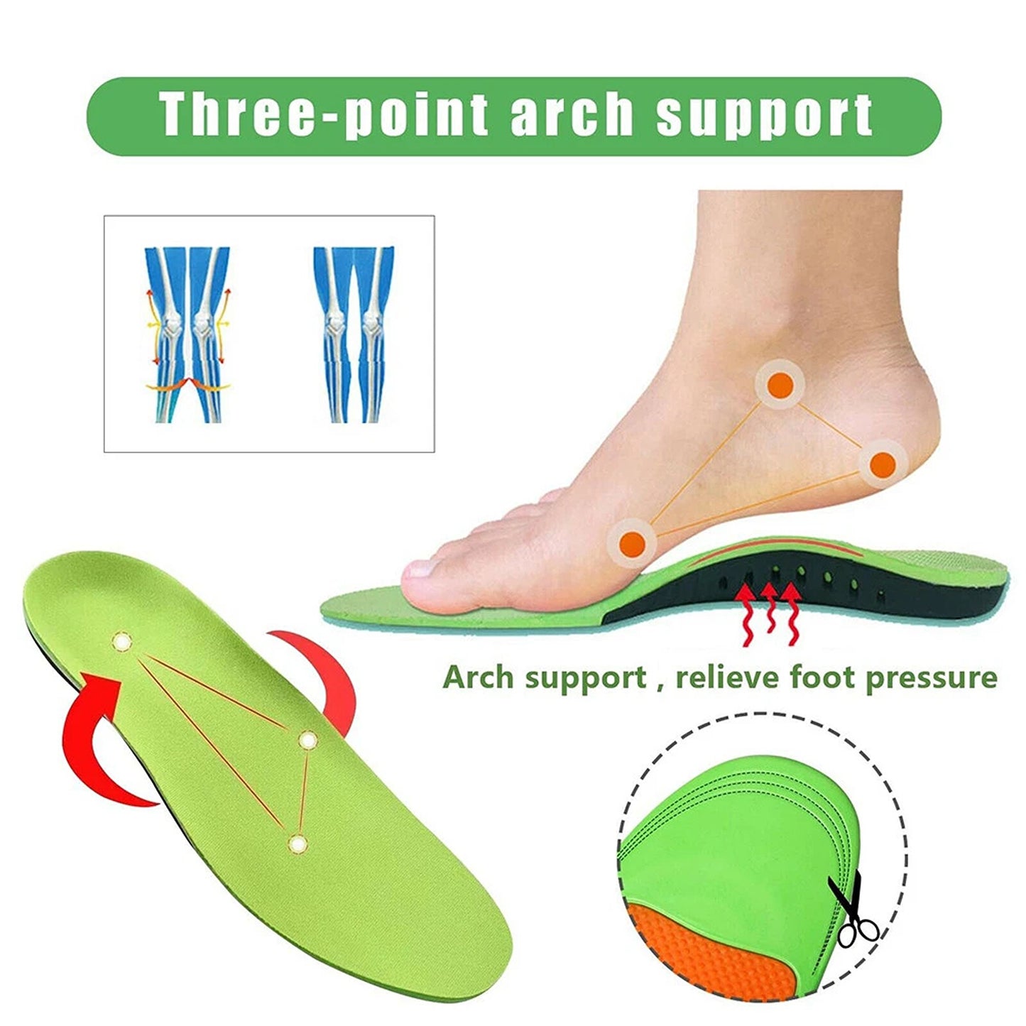 Plantar Fasciitis Insoles High Arch Support Foot Pads