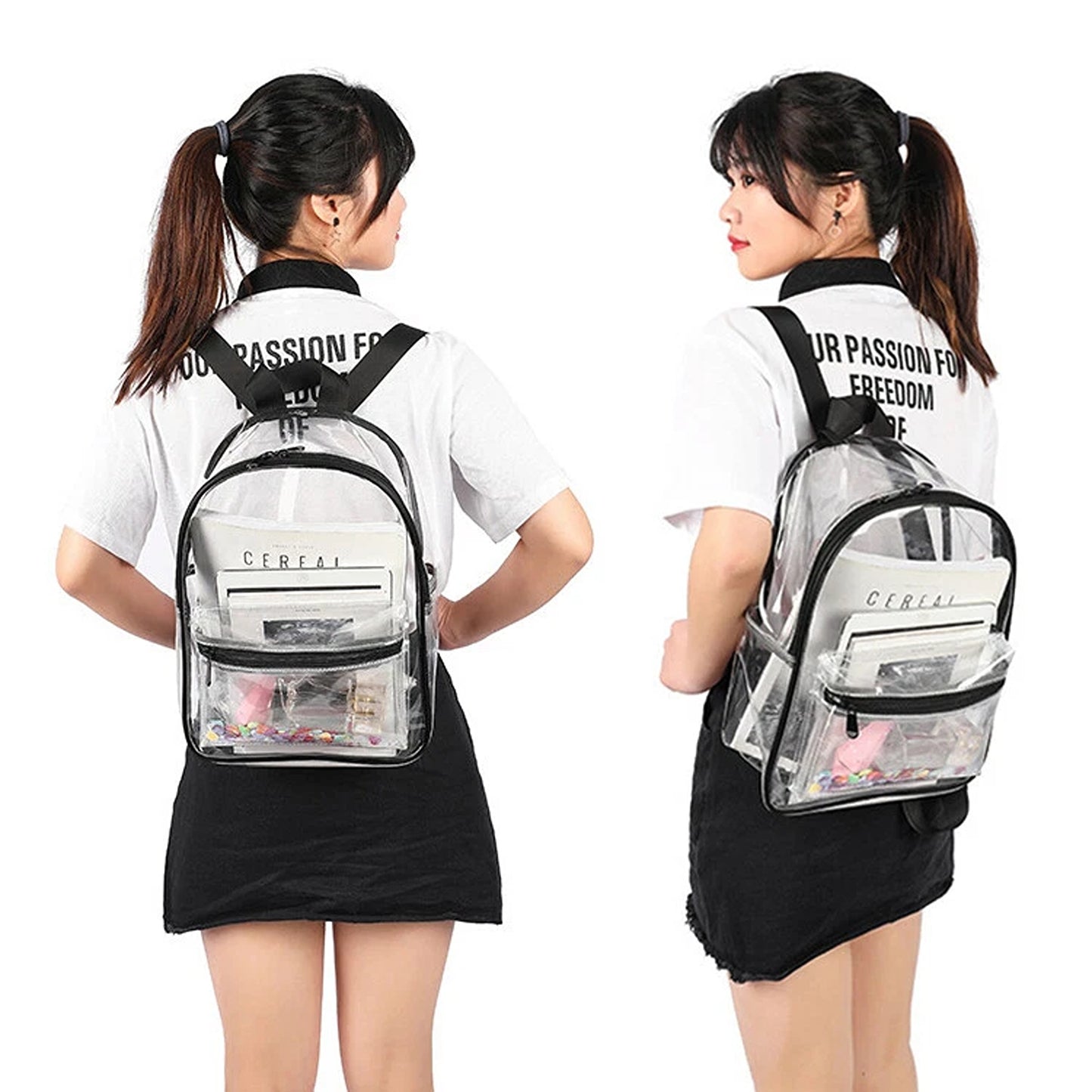 Transparent Clear Backpack PVC School and Travel Bag with Shoulder Straps