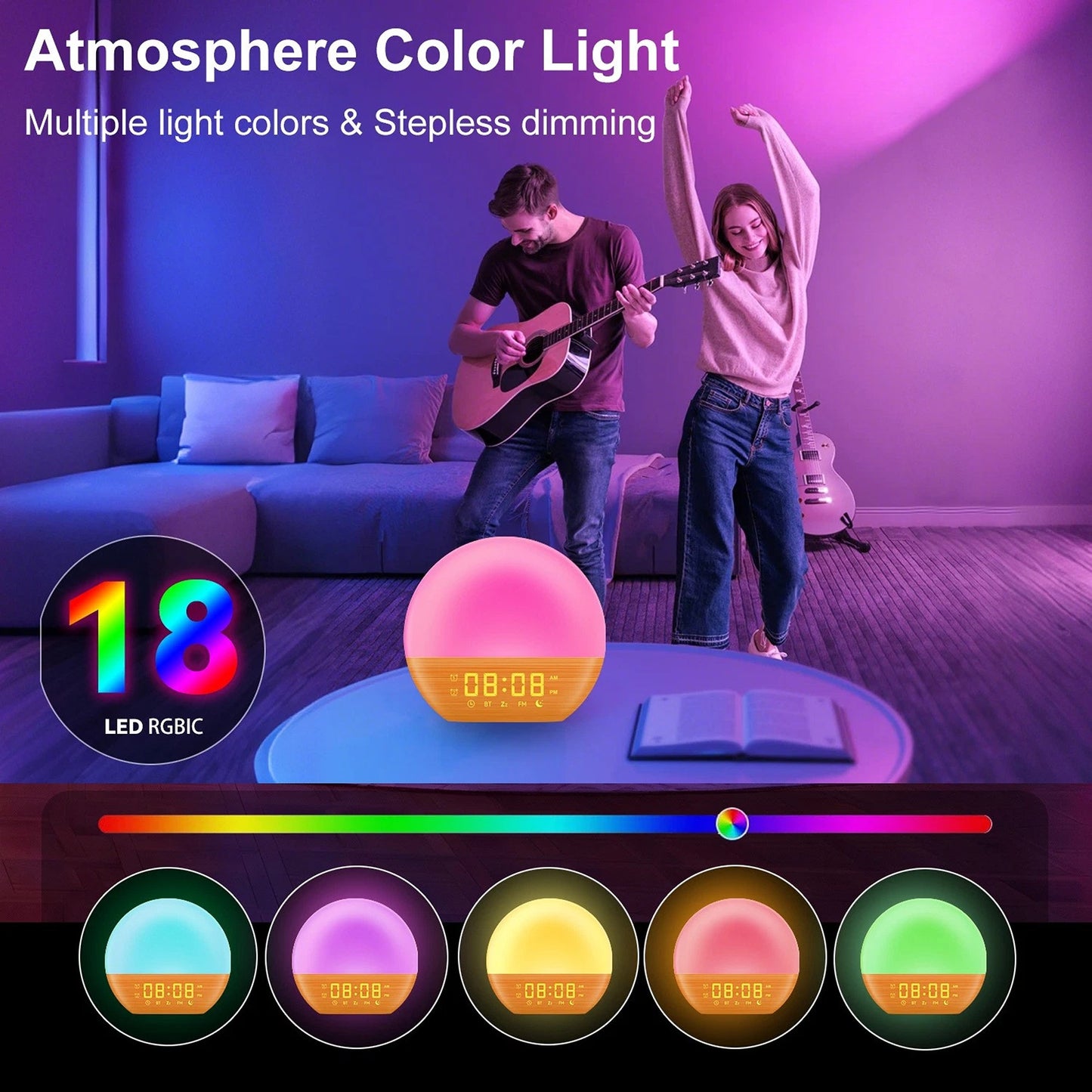 Sunrise Alarm Clock Wake Up Light With Sound Machine And White Noise
