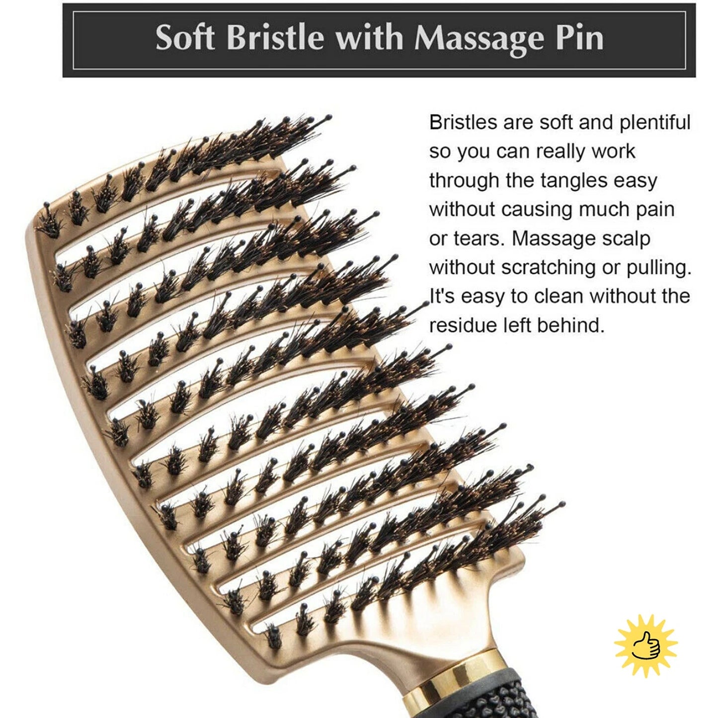Detangling Hair Brush Nylon Bristle Boar Hair