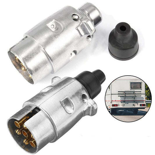 Aluminium 7 Pin Trailer Plug Male Connector Set of 2