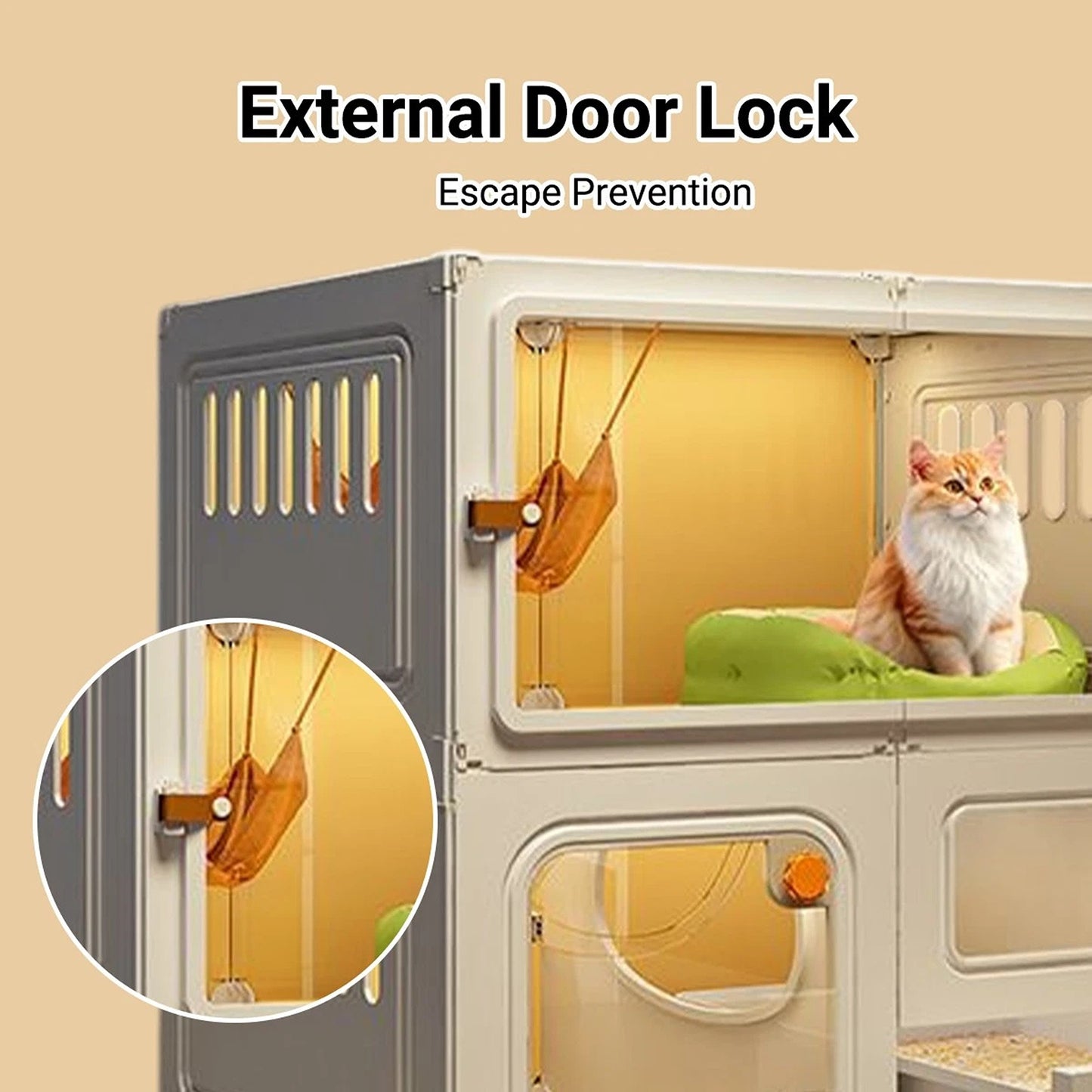 Indoor Cat House Furniture with Litter Compartment