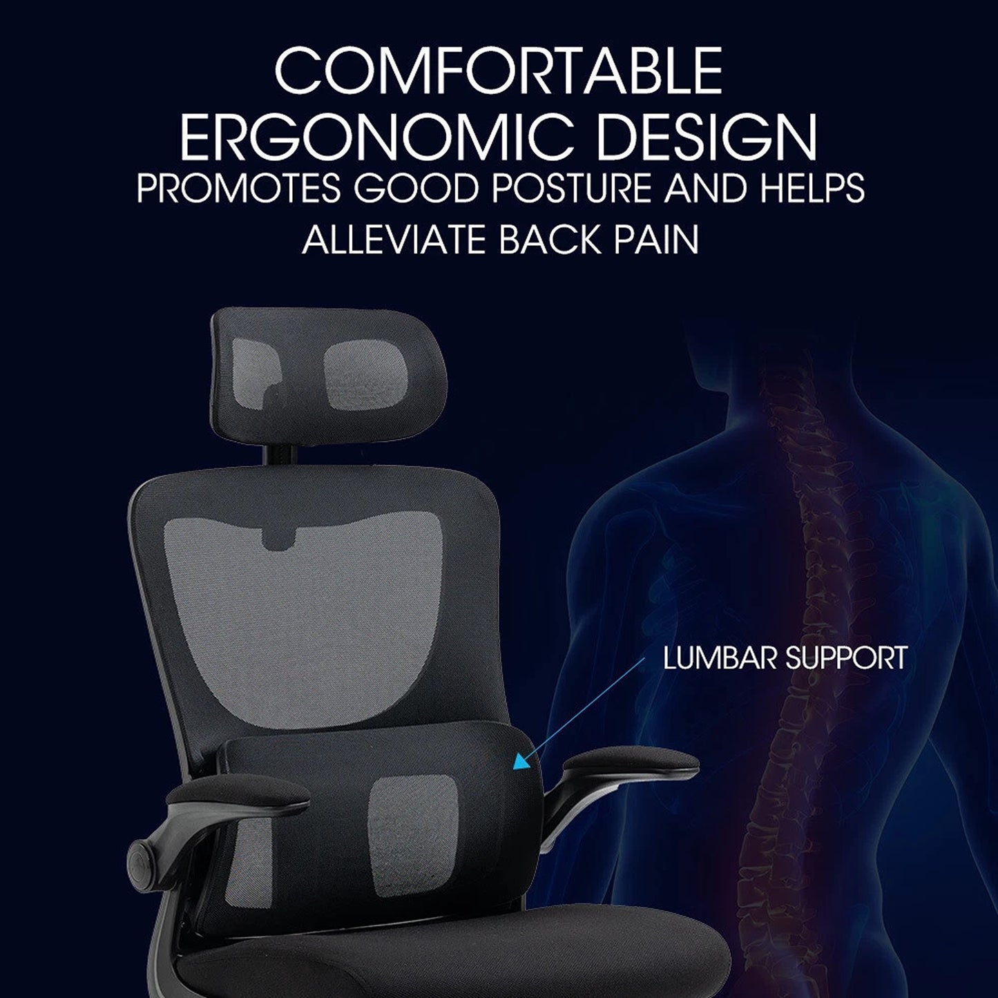 Ergonomic Office Computer Chair Mesh Executive Desk Chair with Headrest Black