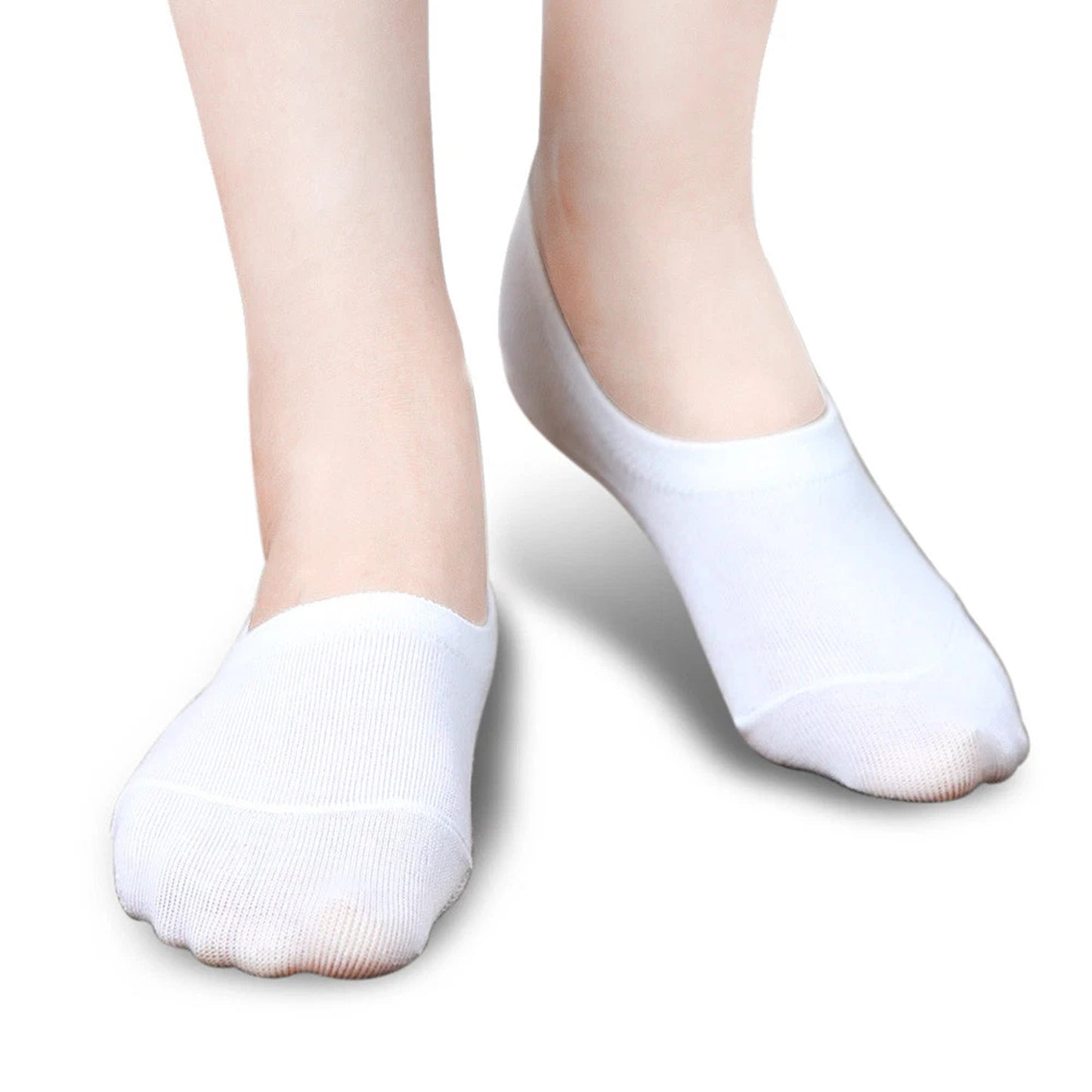 Invisible Socks for Men Women Low Cut Non Slip 5 Pairs - White