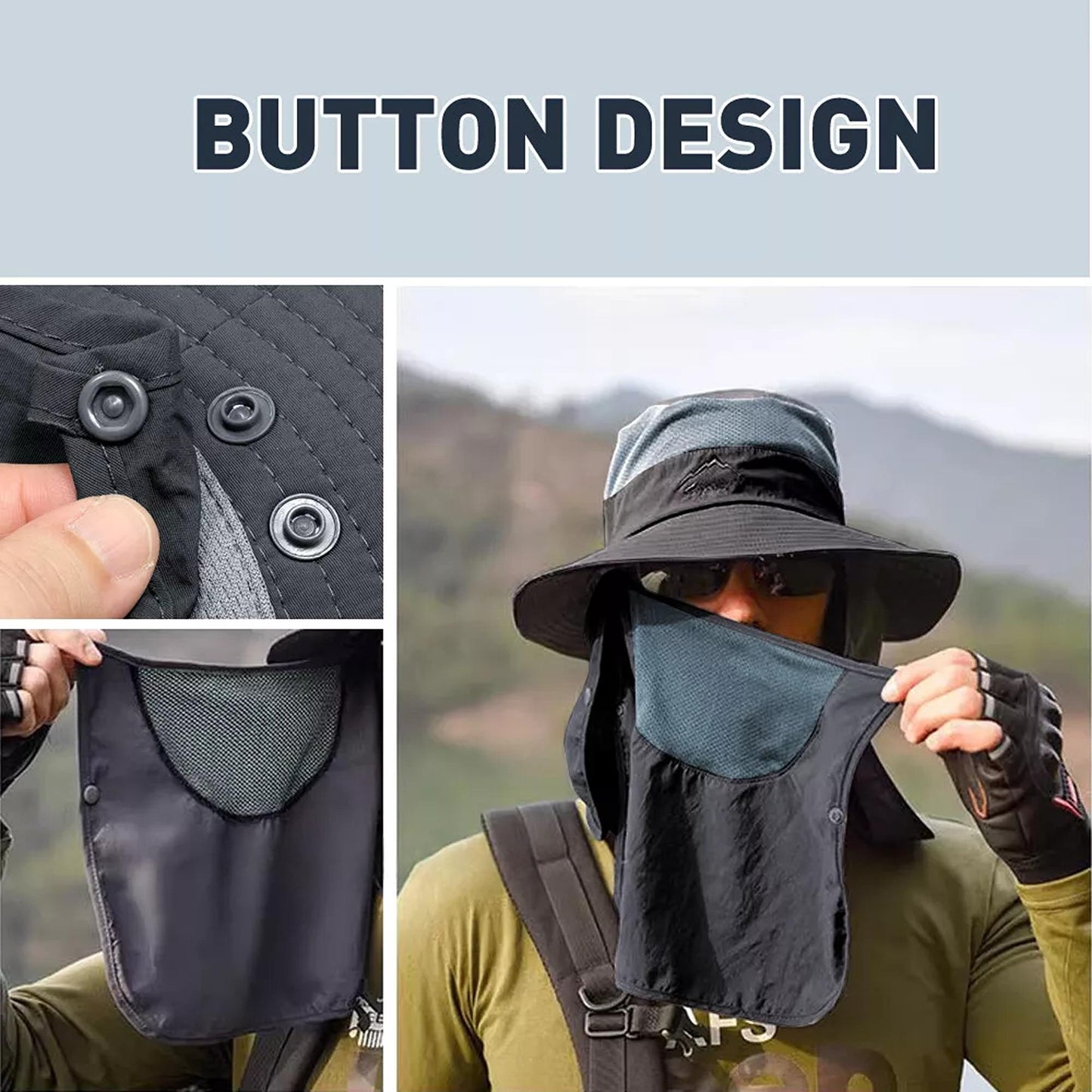 Sun Protection Hat with Neck Flap for Men and Women Hiking or Fishing