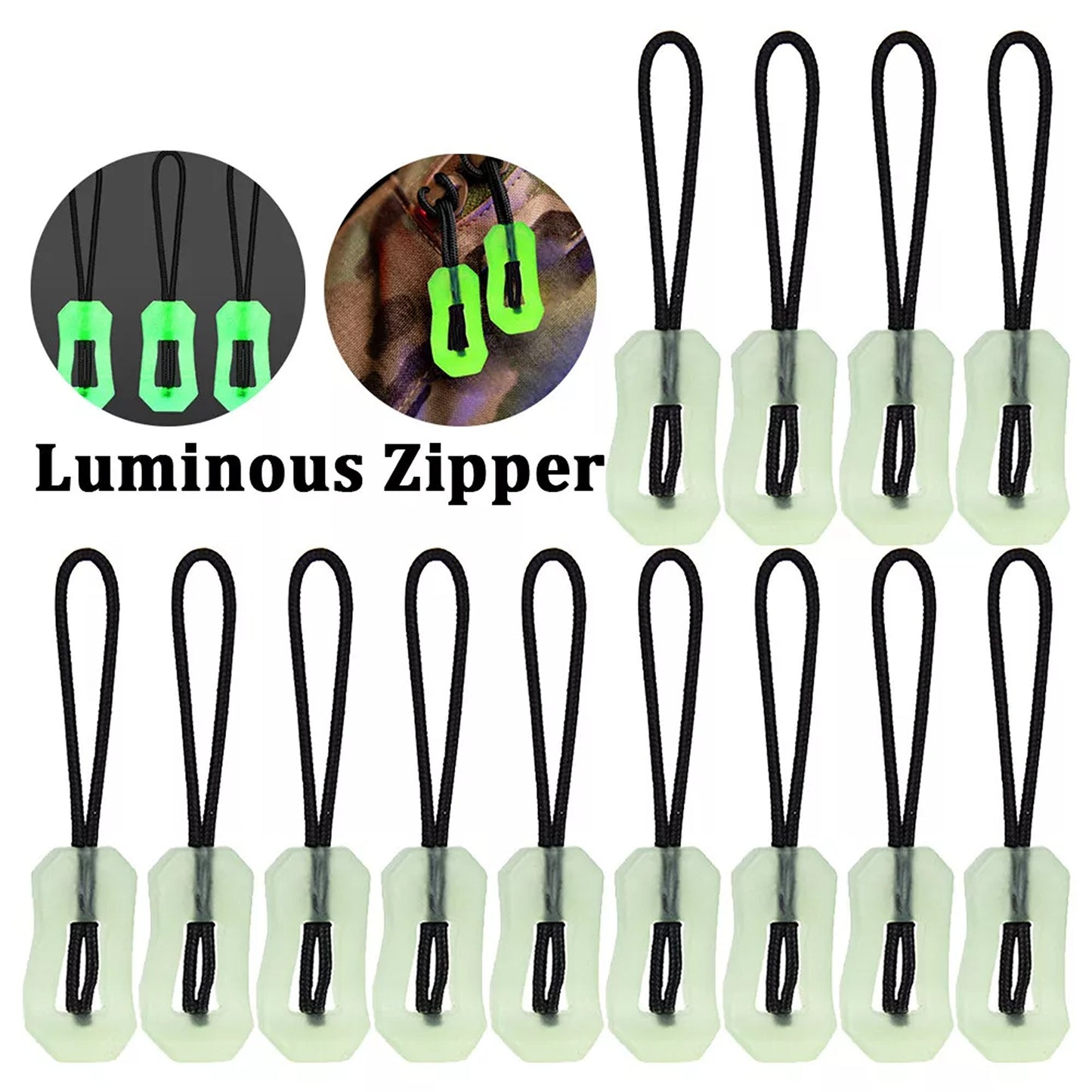 Luminous Zipper Puller Heads for Repair and Replacement
