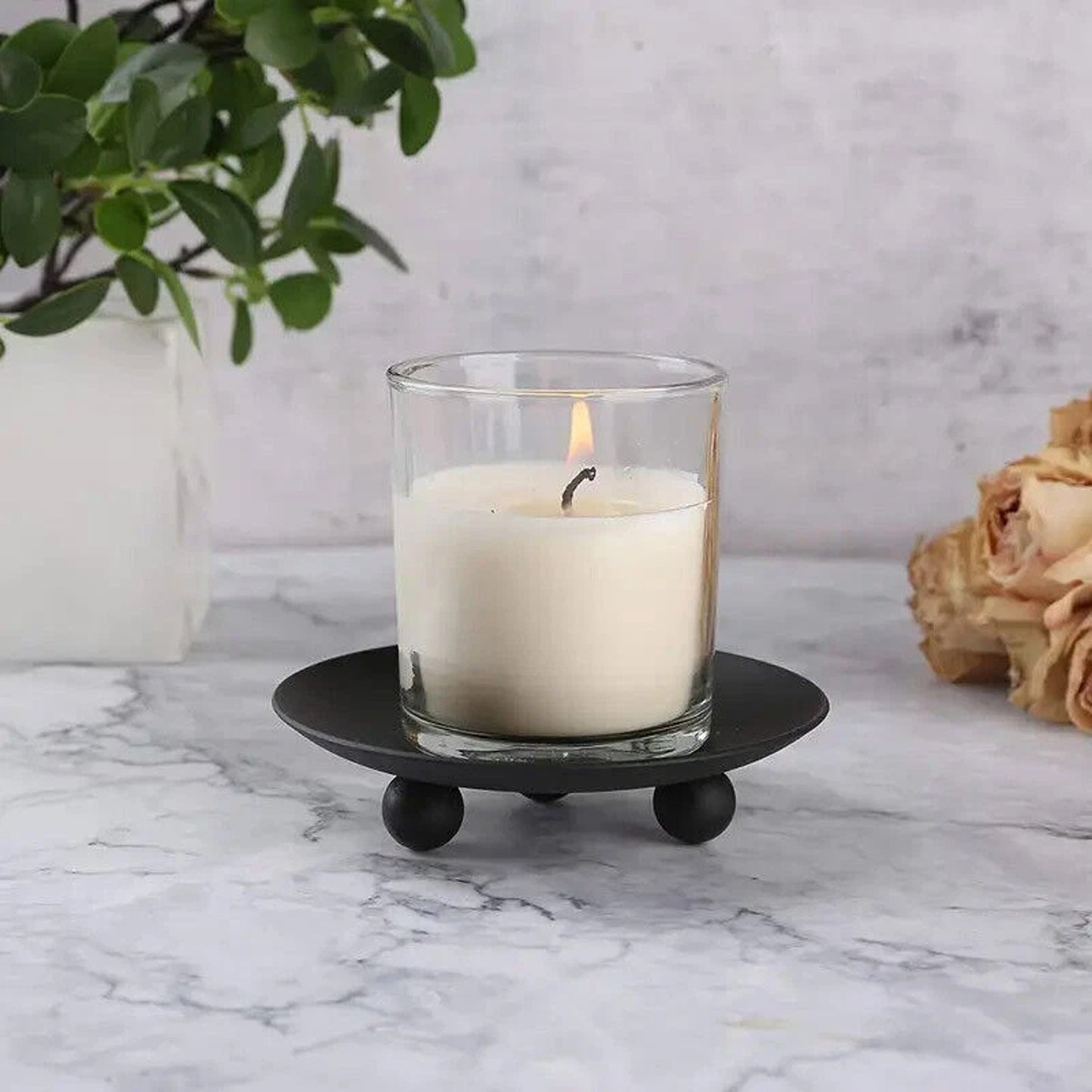 Decorative Candle Holder Base Trays Set of 4 Iron Plates