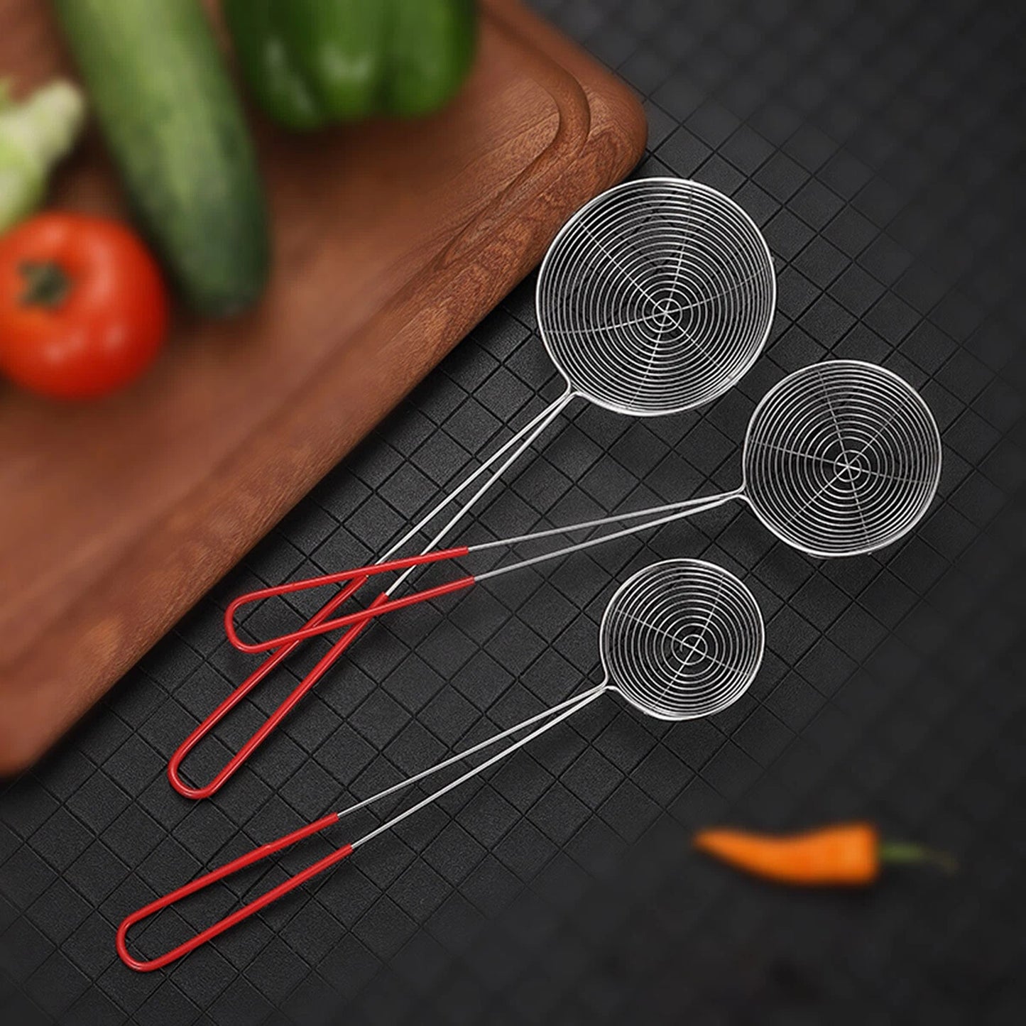 3x Kitchen Slotted Spoon Stainless Steel Filter Strainer for Cooking