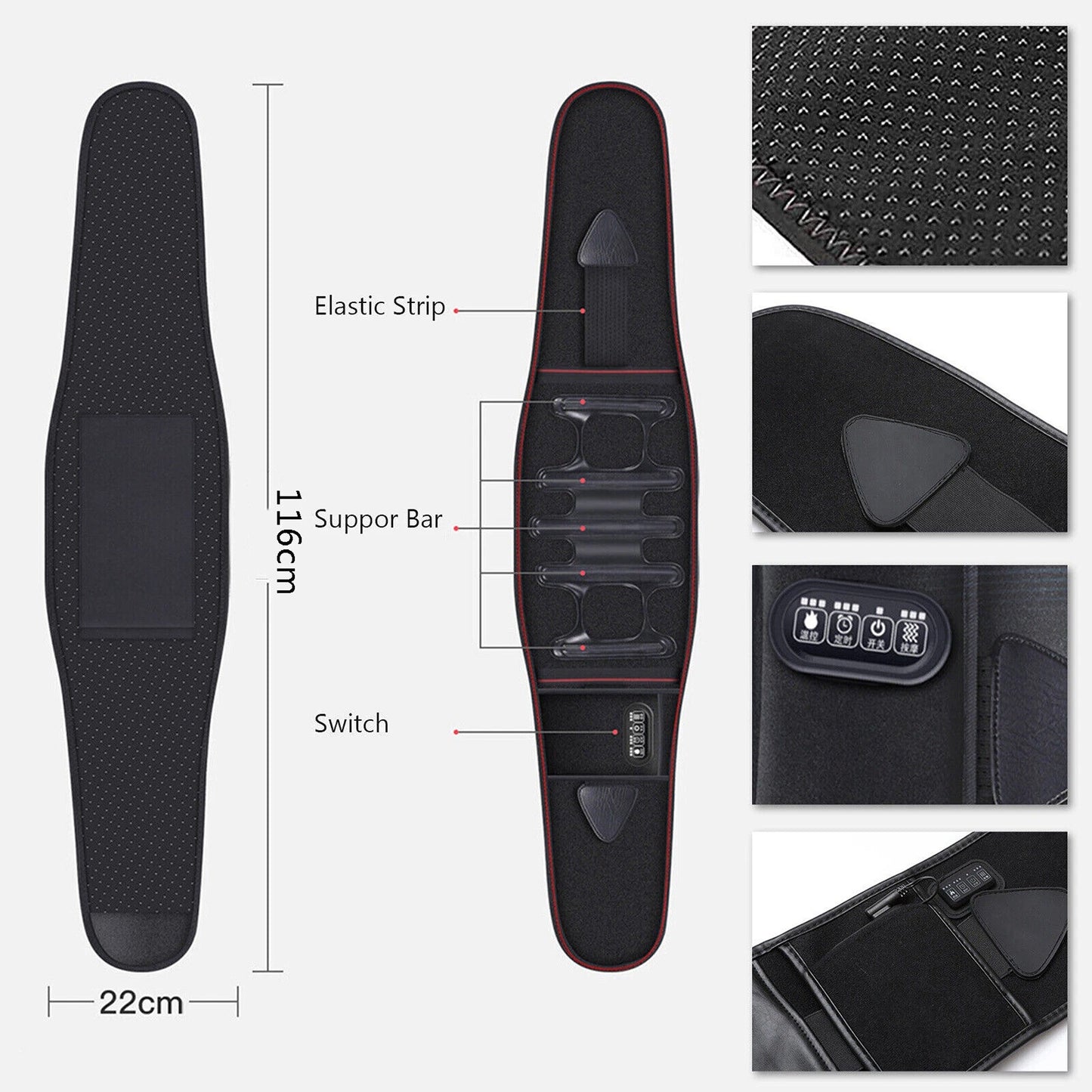 Electric Waist Vibration Massager with Heat and Support