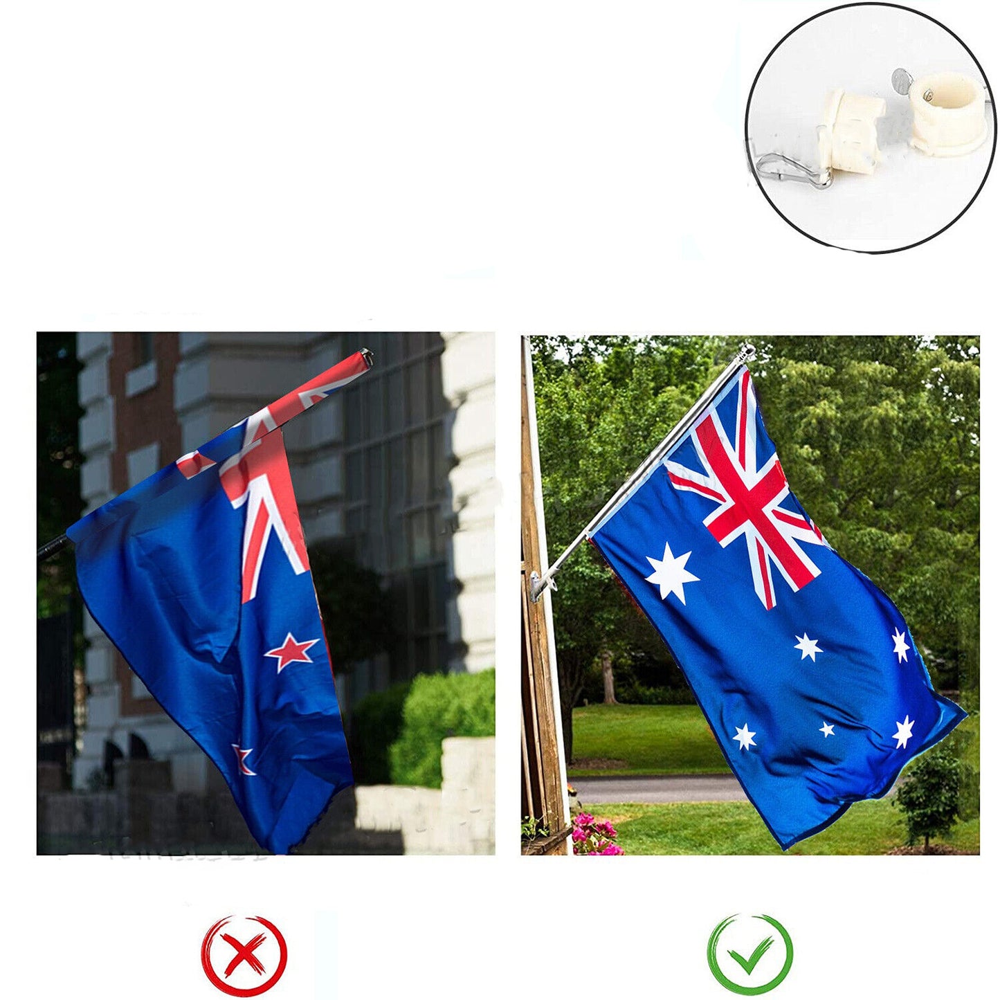 Aluminum Australian Flagpole Kit Holder Set