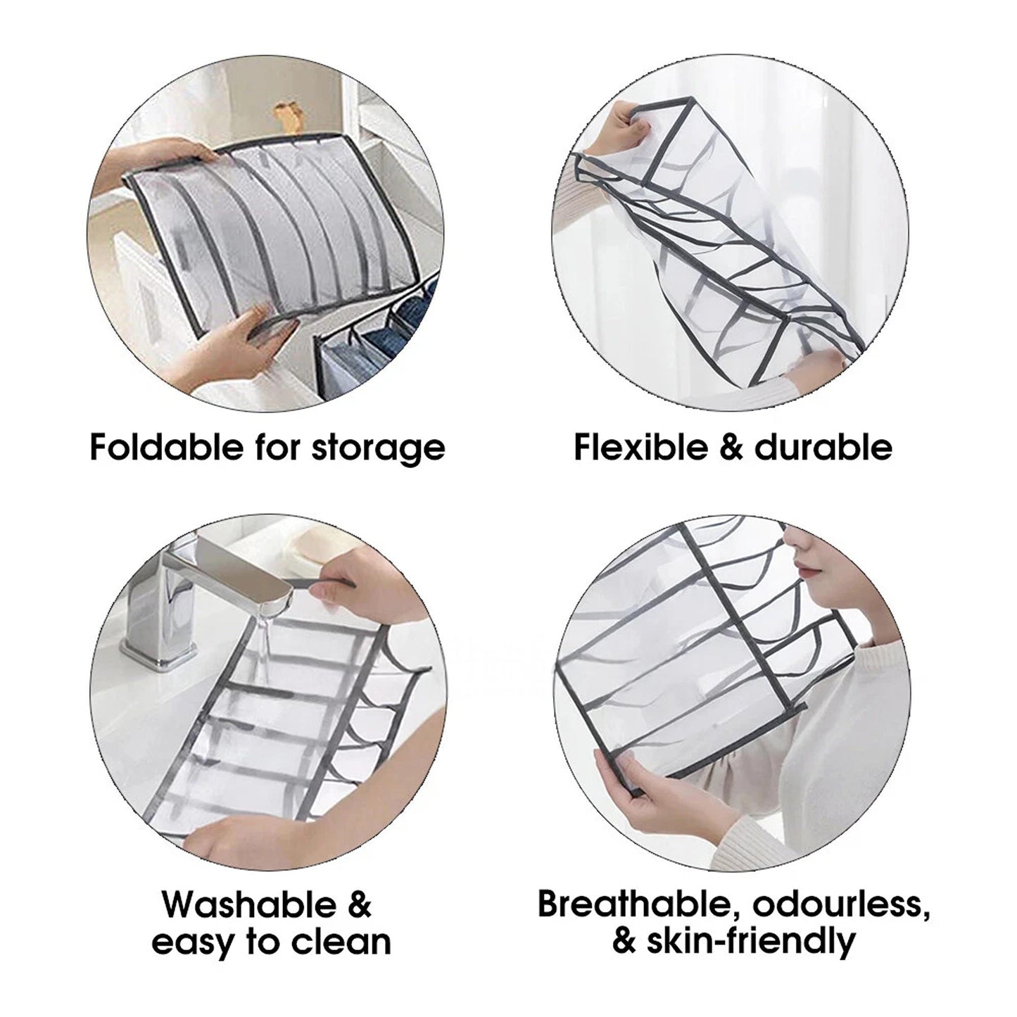 Clothes Organizer Wardrobe Storage Box Drawer Divider Mesh in Multiple Sizes