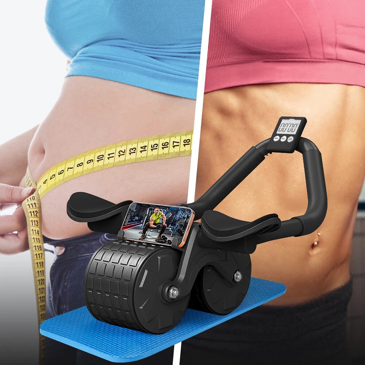 Automatic Rebound AB Roller Abdominal Wheel Anti Slip Fitness Exercise Trainer