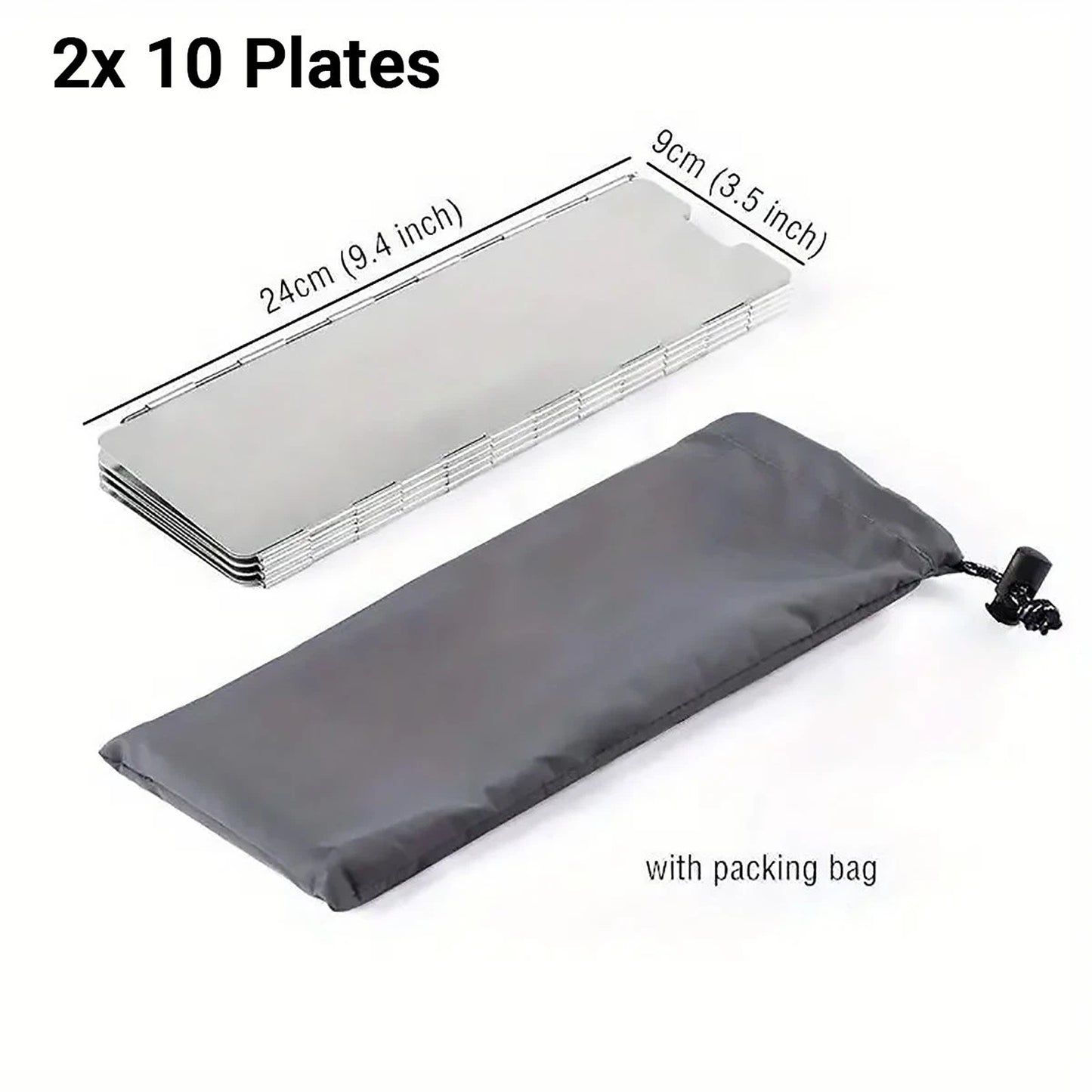 2x Camping Stove Wind Shield 10 Plates Foldable Aluminum Alloy