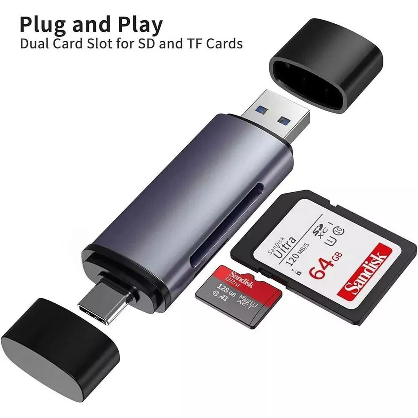 USB C and USB A Card Reader for Micro SD TF OTG PC Macbook Tablet