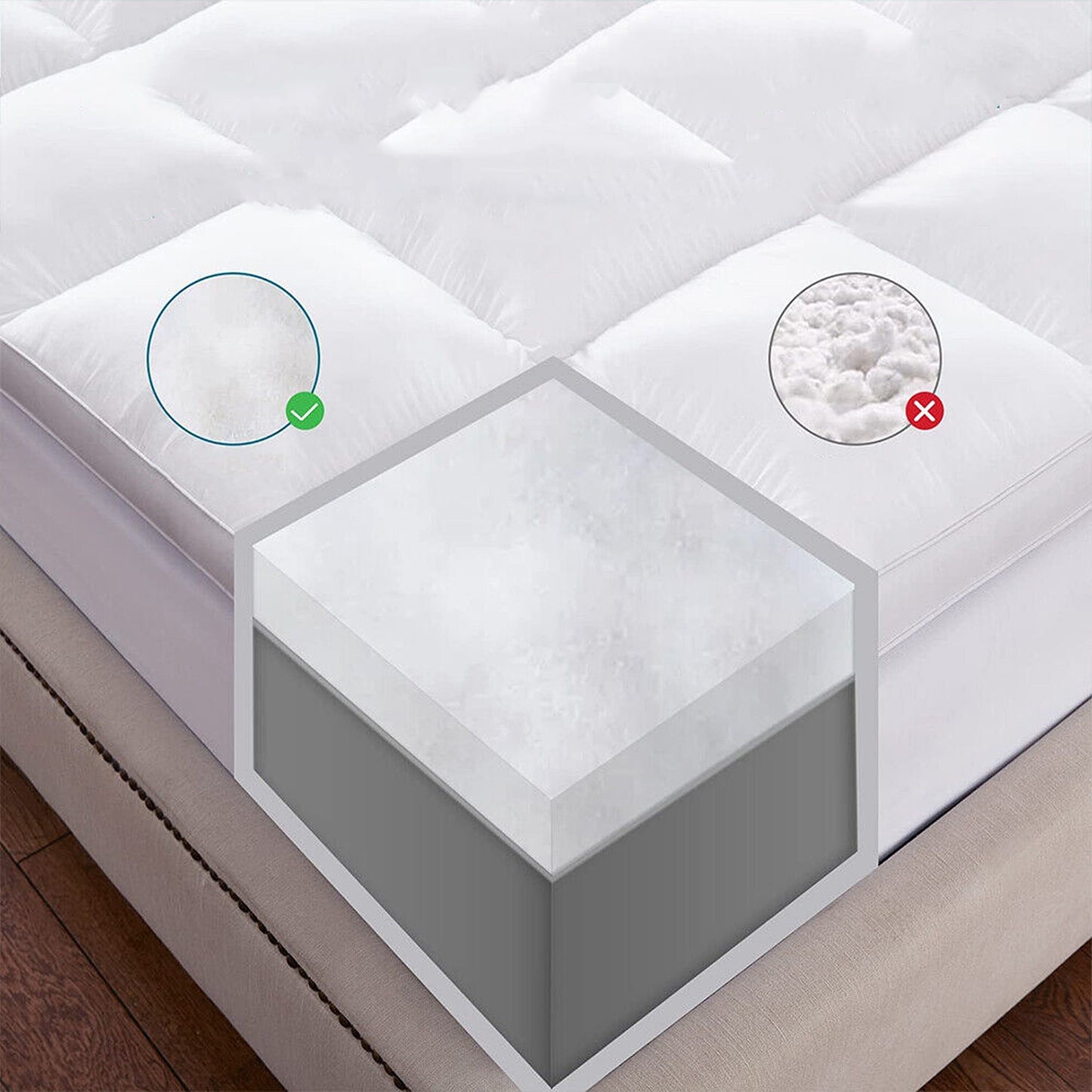 Bamboo Pillowtop Mattress Topper 100GSM Bed Protector Queen King