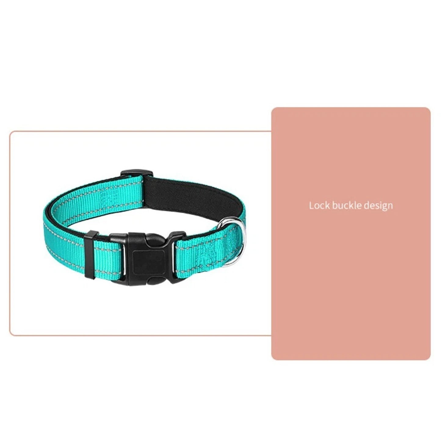 Cyan Adjustable Pet Collar with Safety Lock Buckle