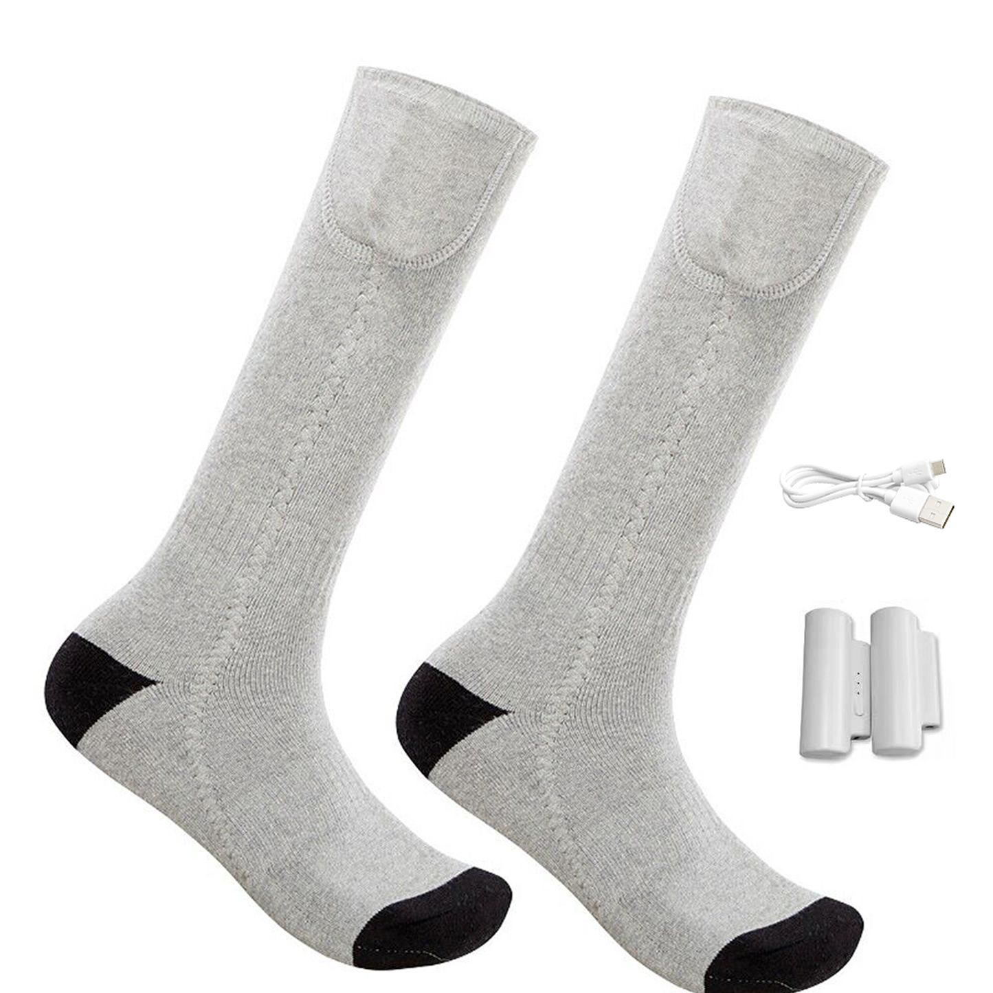 Electric Heated Socks Boot Warmer USB Rechargeable - Grey