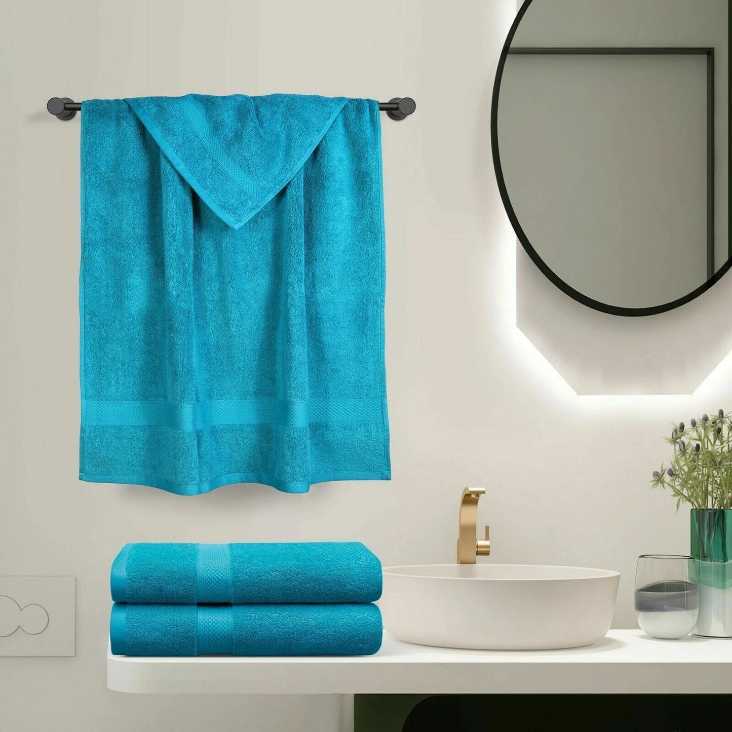 Teal Cotton Jumbo Bath Sheets Extra Soft  650GSM 2 Pack