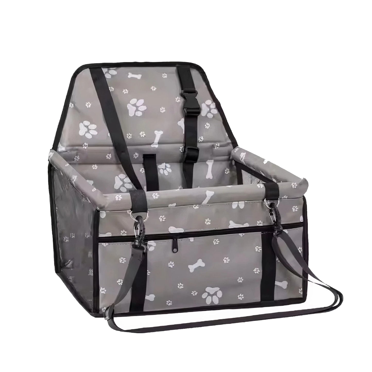 Pet Car Booster Seat Travel Carrier with Safety Strap and Oxford Fabric