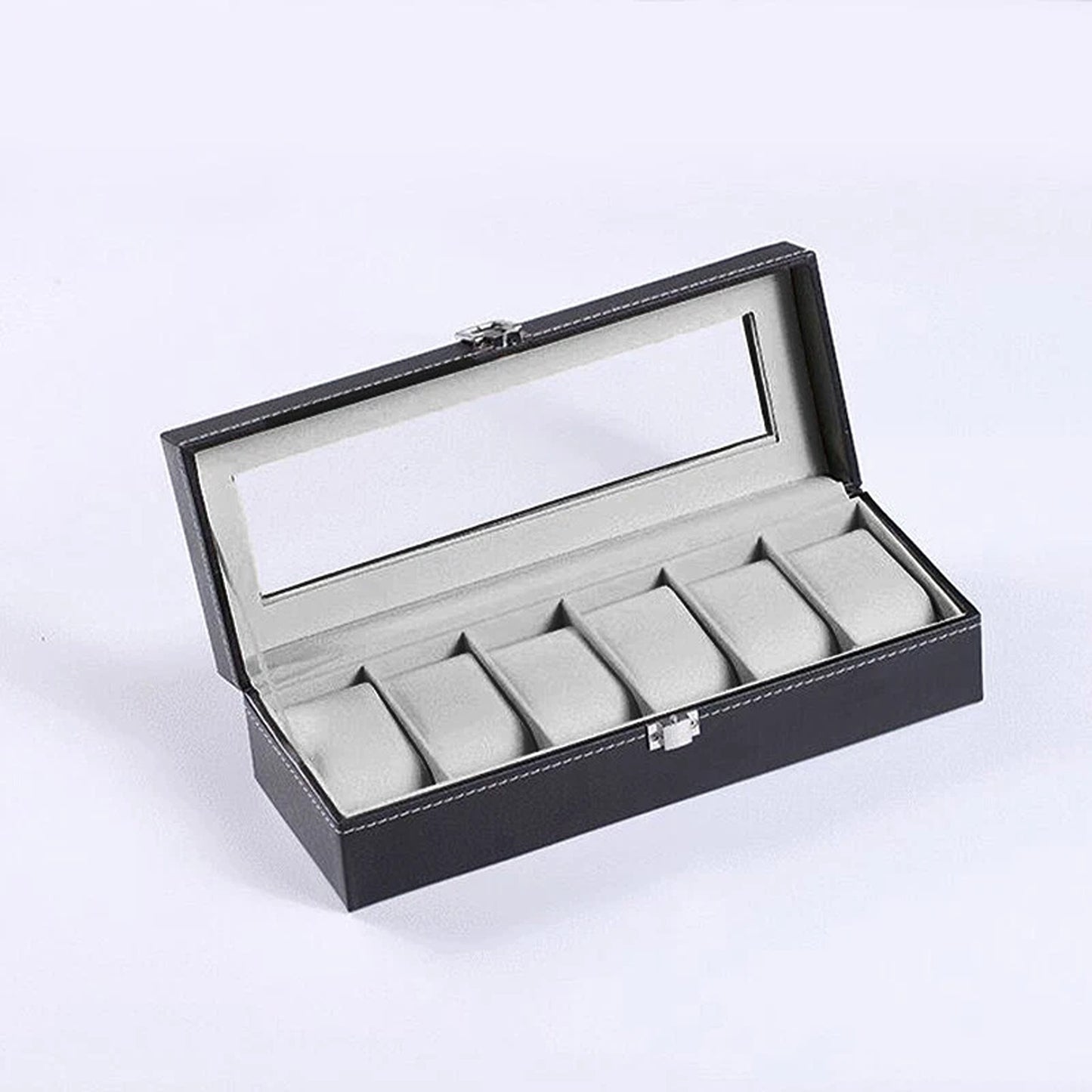 Leather Watch Display Storage Box for 6 Watches