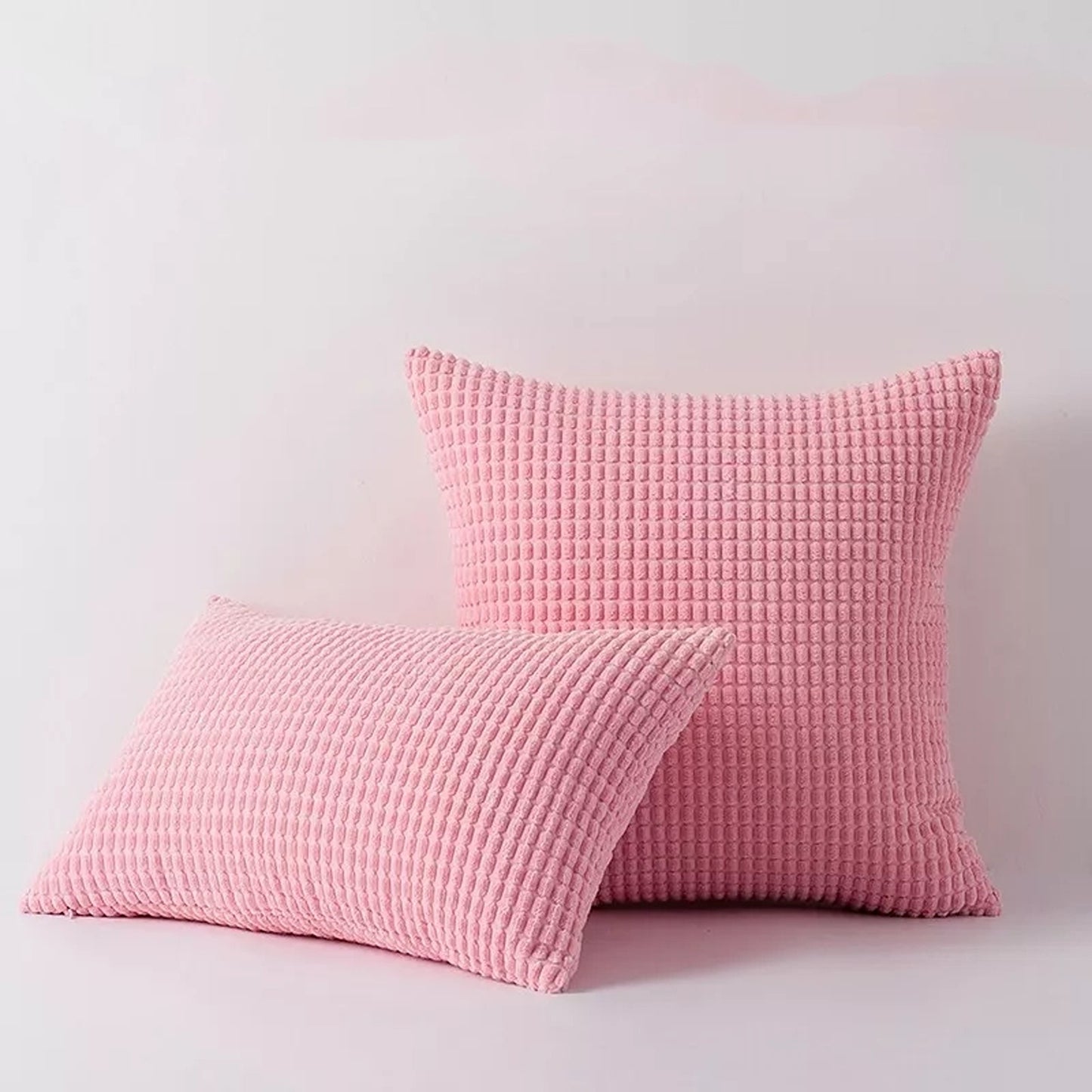 Velvet Cushion Cover Corn Grain Design Pillow Case for Sofa - Rose Pink