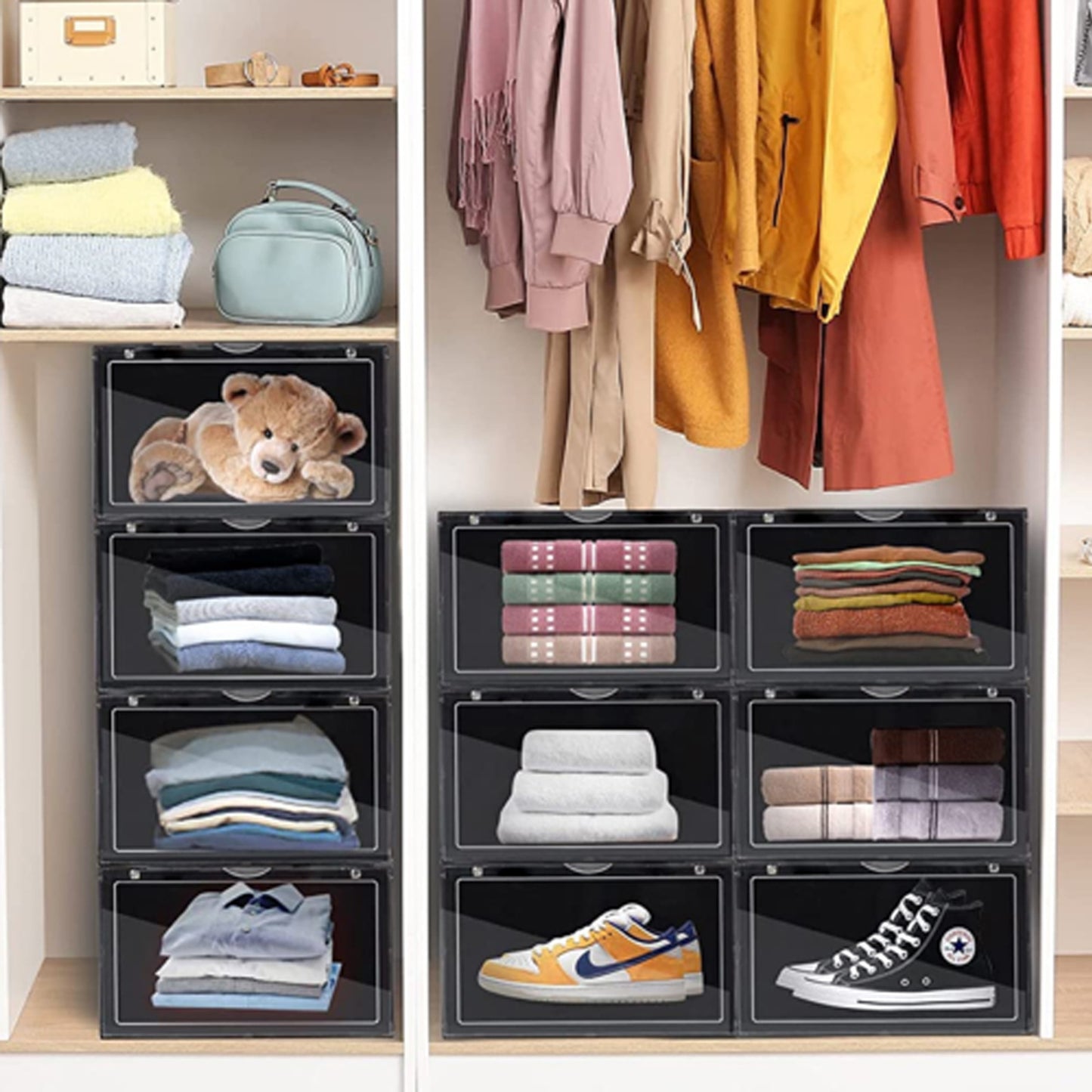 Sneaker Display Cases Shoe Box Black Plastic Boxes