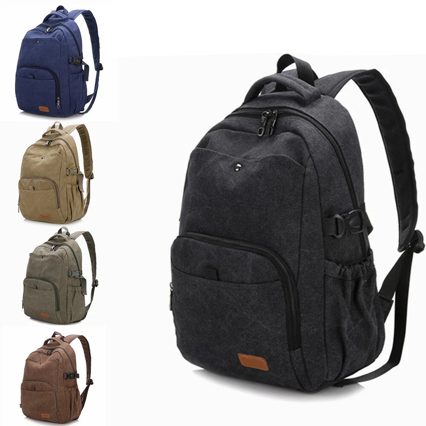 Mens Travel Backpack Vintage Canvas Bag for Laptop and School