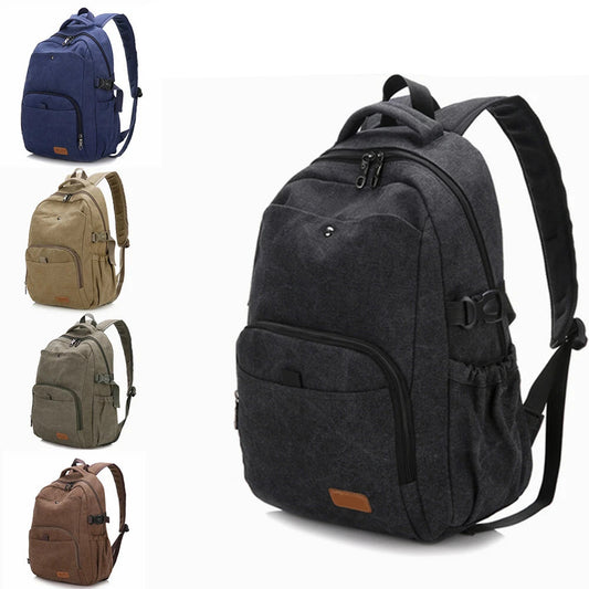 Mens Travel Backpack Vintage Canvas Bag for Laptop and School